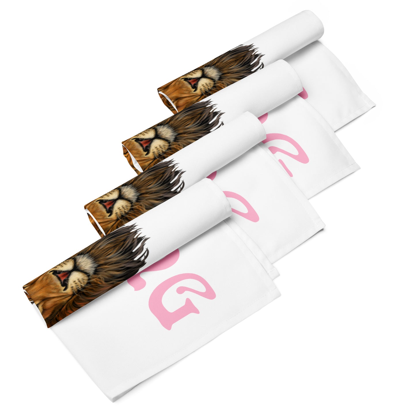 “STRONG”White Cloth Napkin Set W/Cotton Candy Font