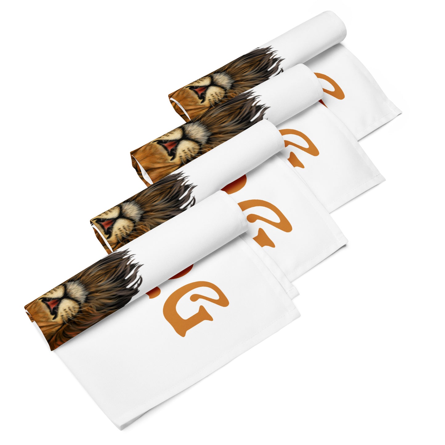 “STRONG”White Cloth Napkin Set W/Bronze Font