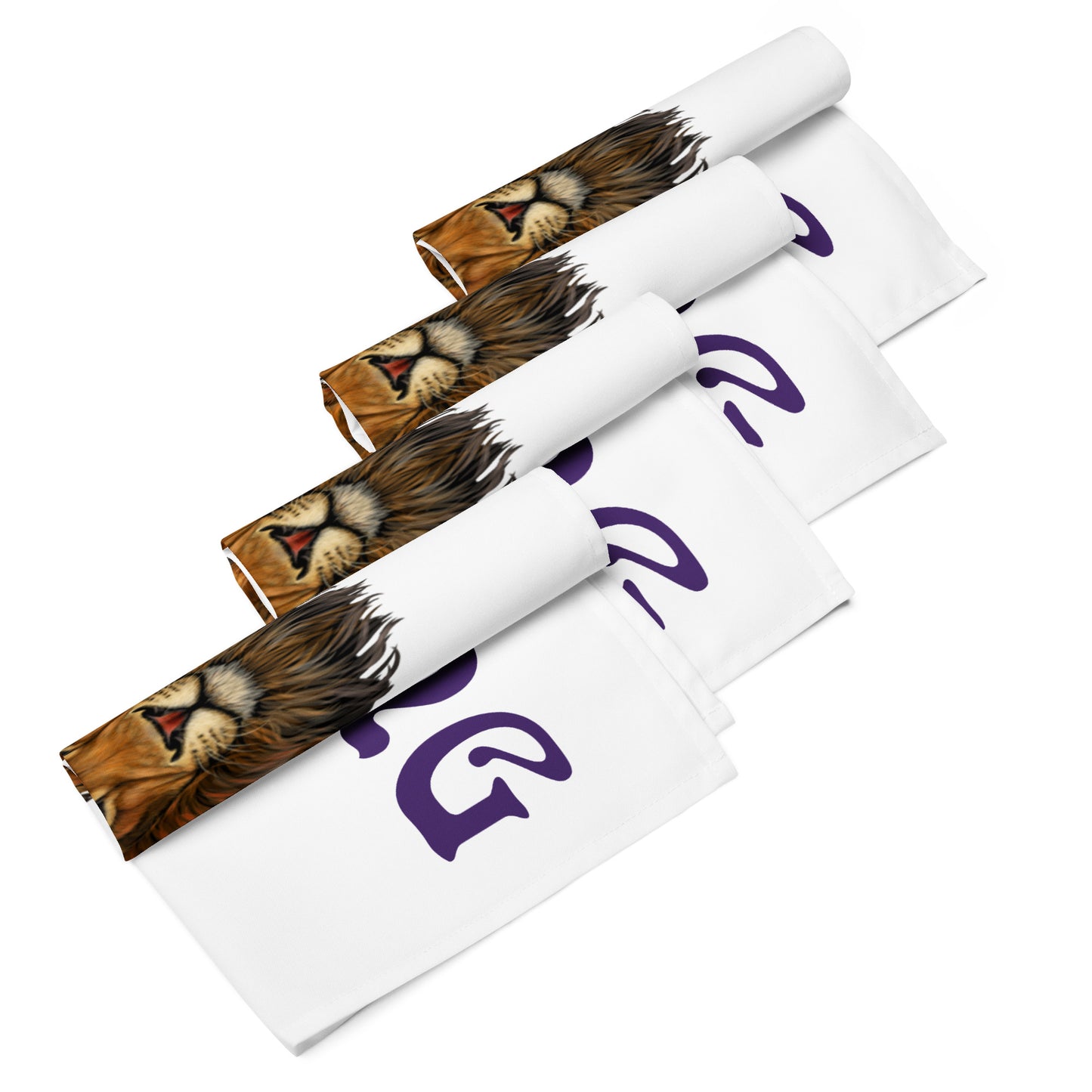 “STRONG”White Cloth Napkin Set W/Purple Font
