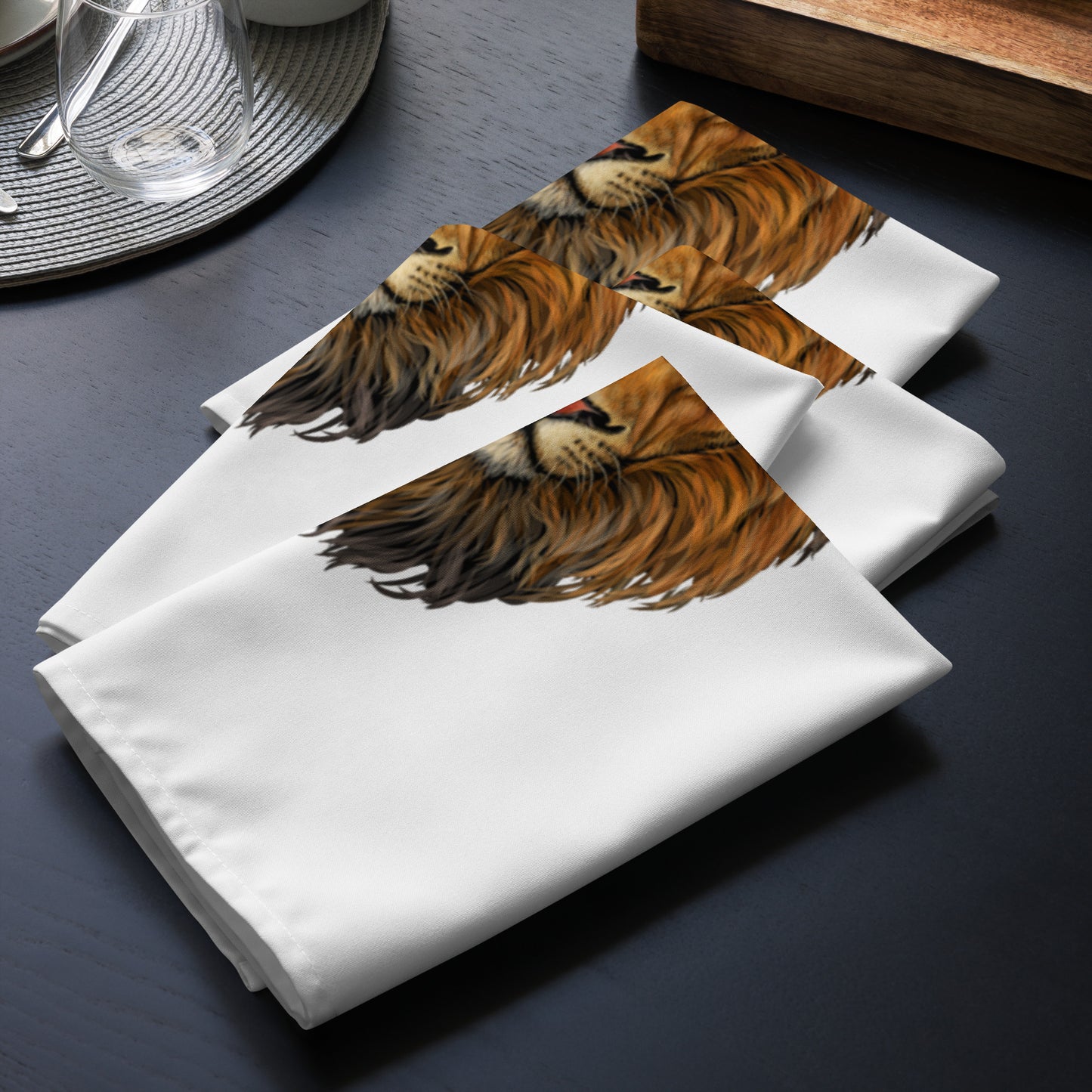 “STRONG”White Cloth Napkin Set W/Purple Font