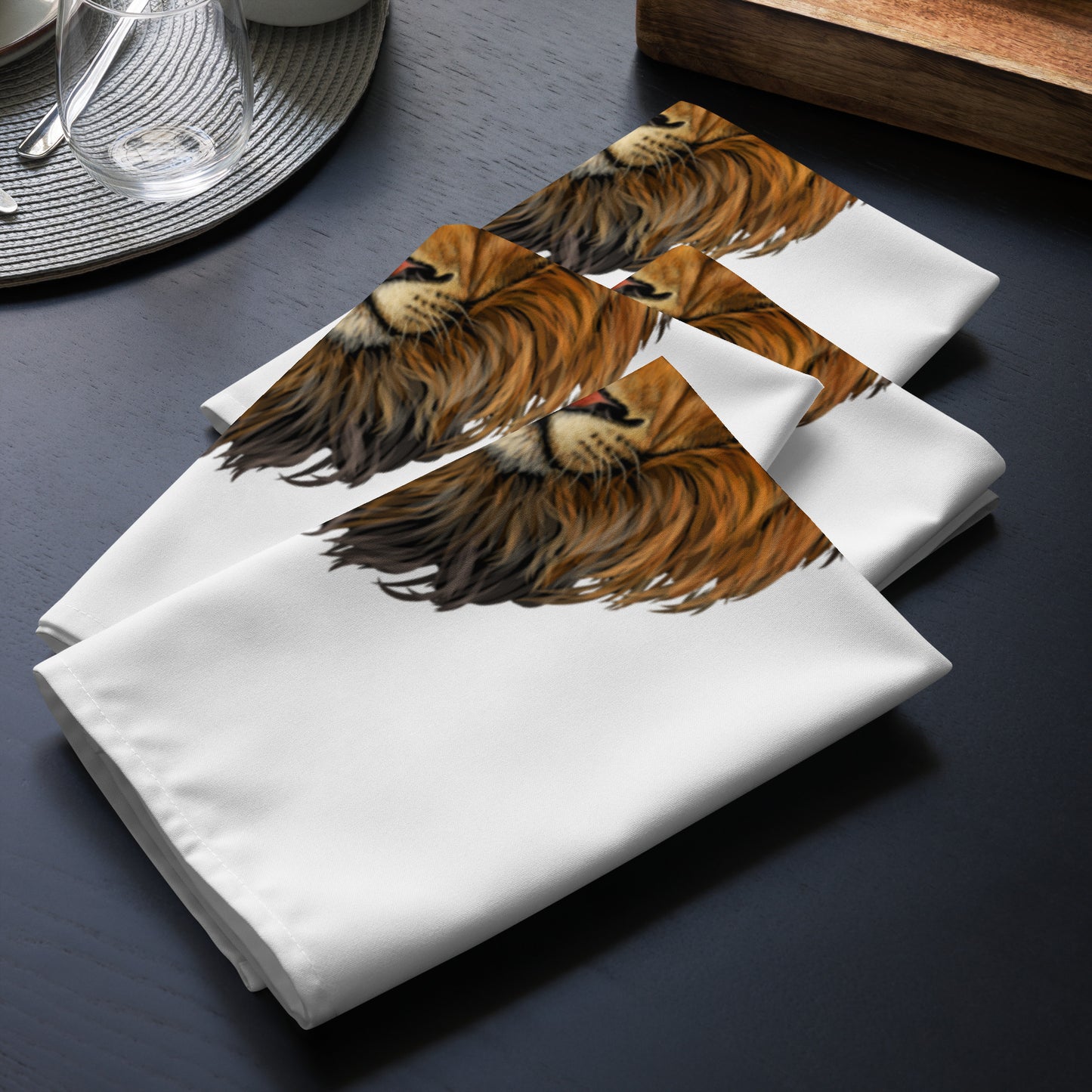 “STRONG”White Cloth Napkin Set W/Yellow Font