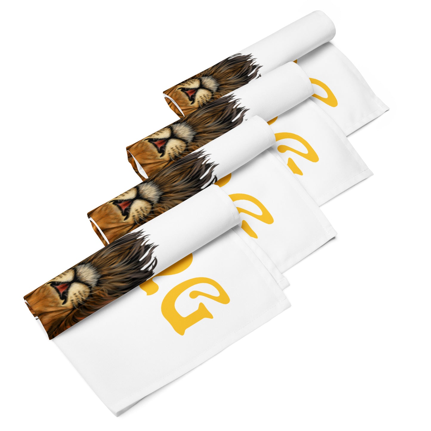 “STRONG”White Cloth Napkin Set W/Yellow Font