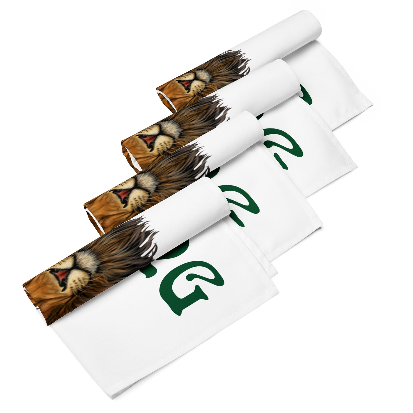 “STRONG”White Cloth Napkin Set W/Green Font