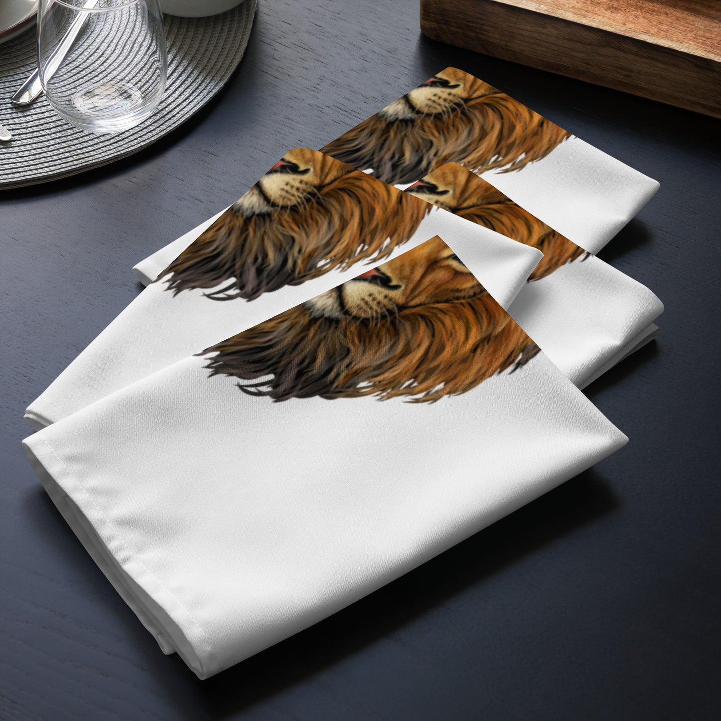 “STRONG”White Cloth Napkin Set W/Black Font