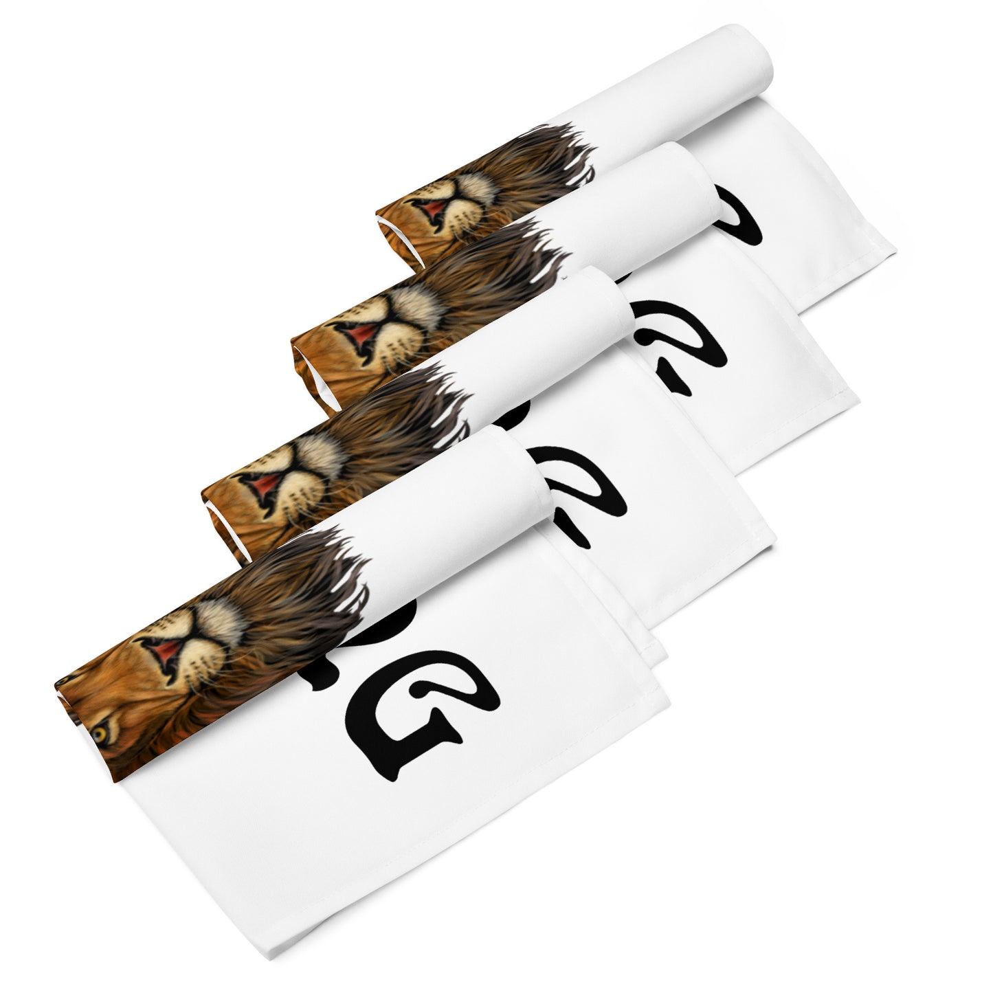 “STRONG”White Cloth Napkin Set W/Black Font