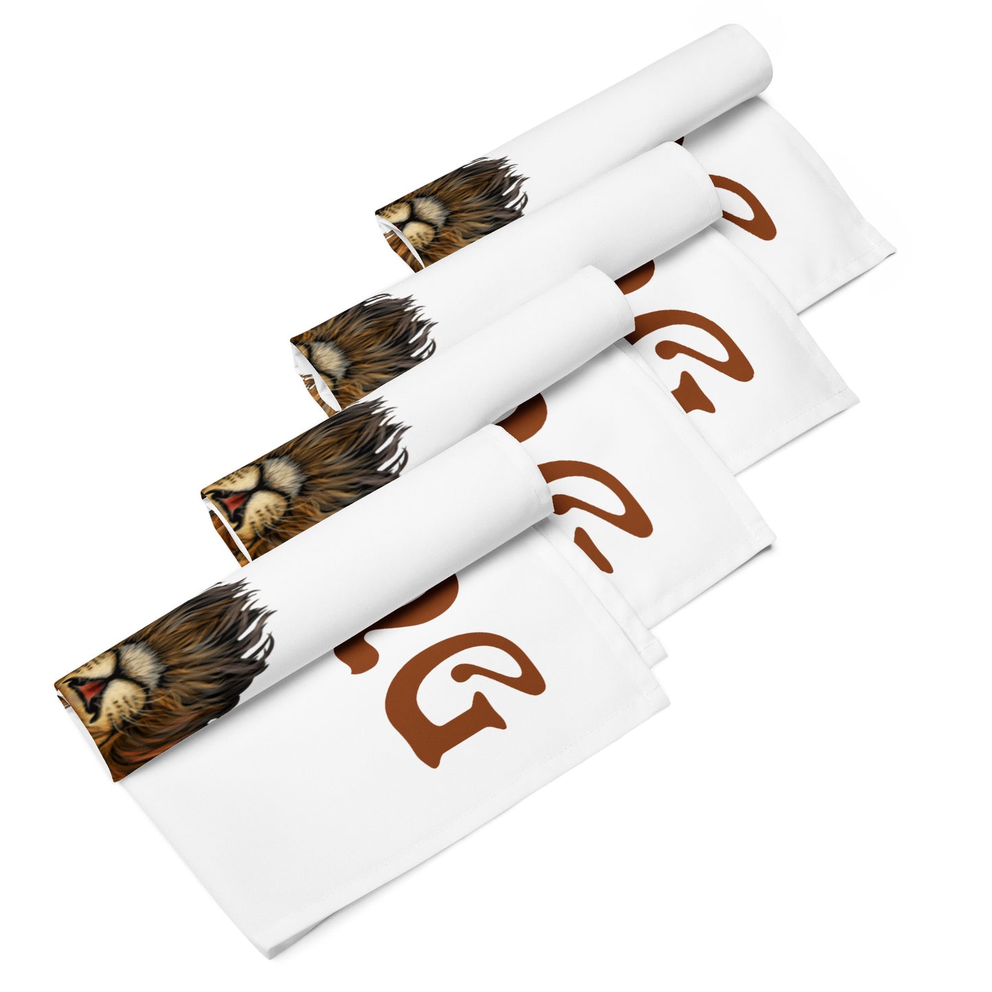 “STRONG”White Cloth Napkin Set W/Brown Font