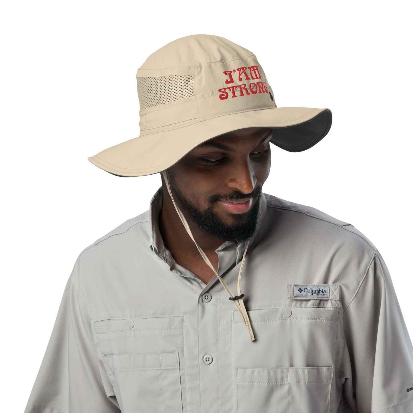 “I’AM STRONG!” Columbia Booney Hat W/Red Font