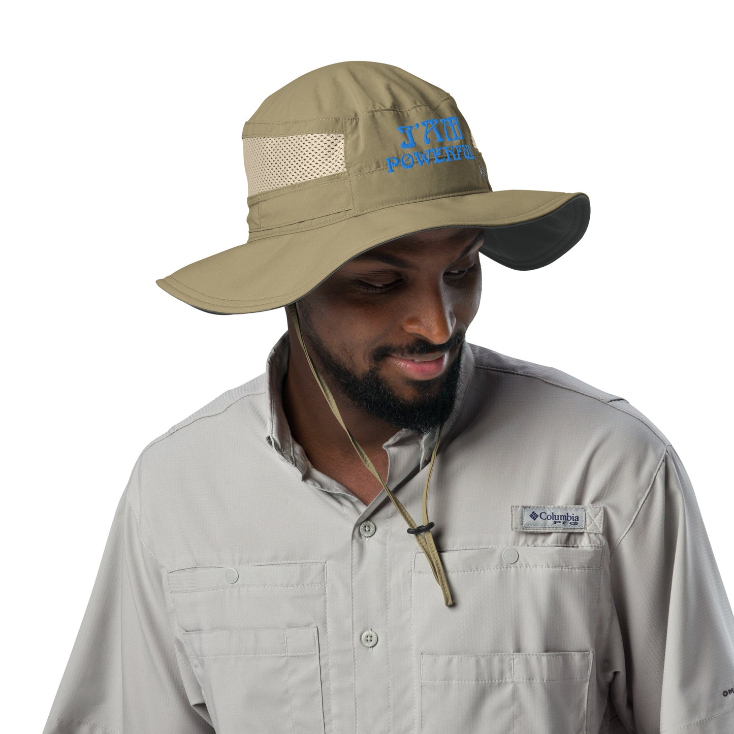 “I’AM POWERFUL!” Columbia Booney Hat W/SkyBlue Font