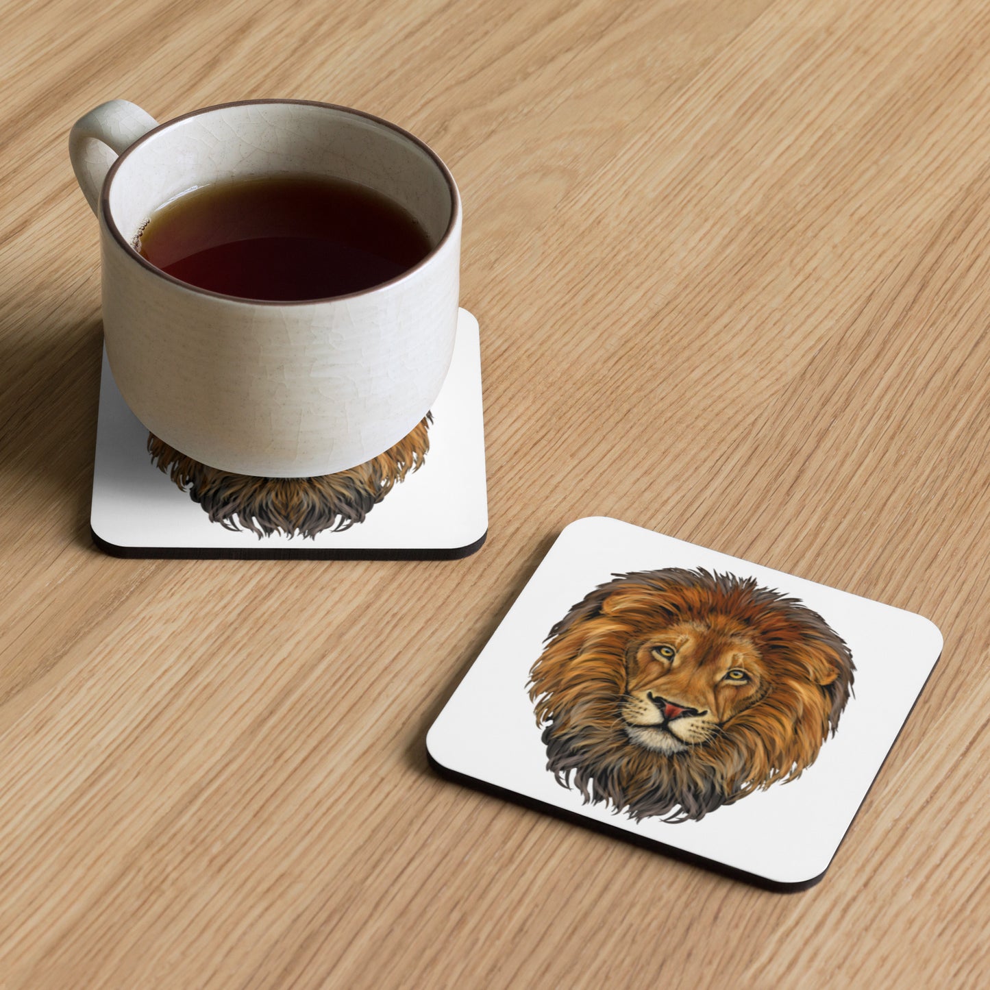 “LION"White Cork-Back Coaster