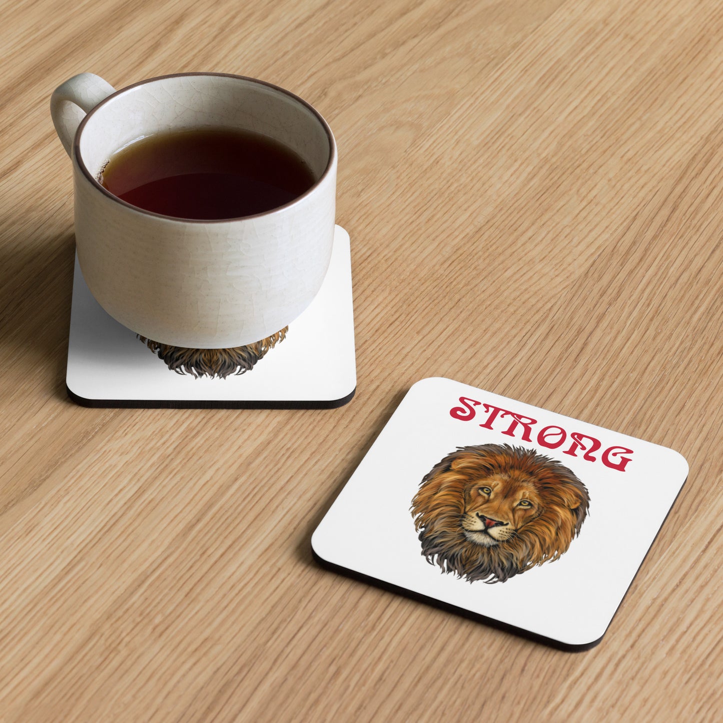 “STRONG”White Cork-Back White Coaster