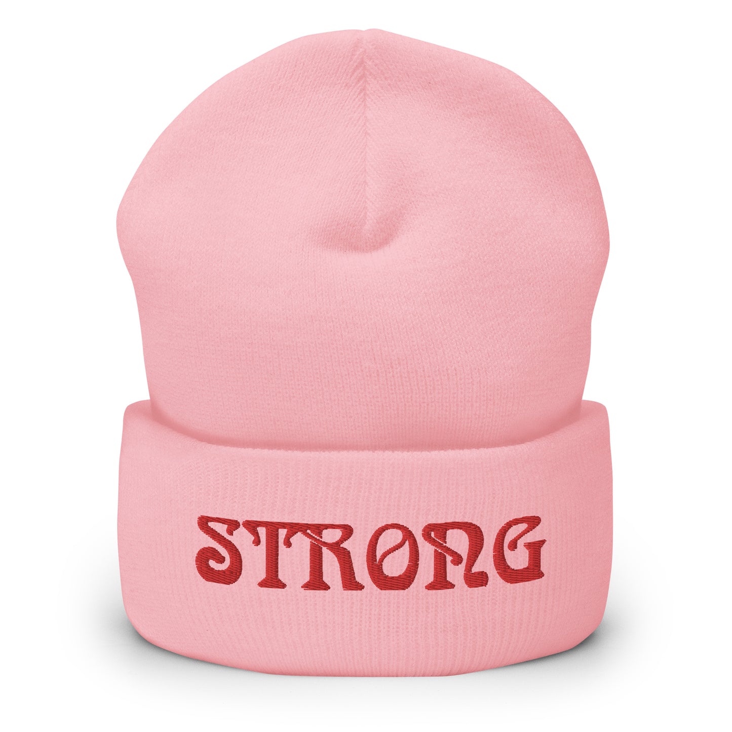 “STRONG”Cuffed Beanie W/Red Font