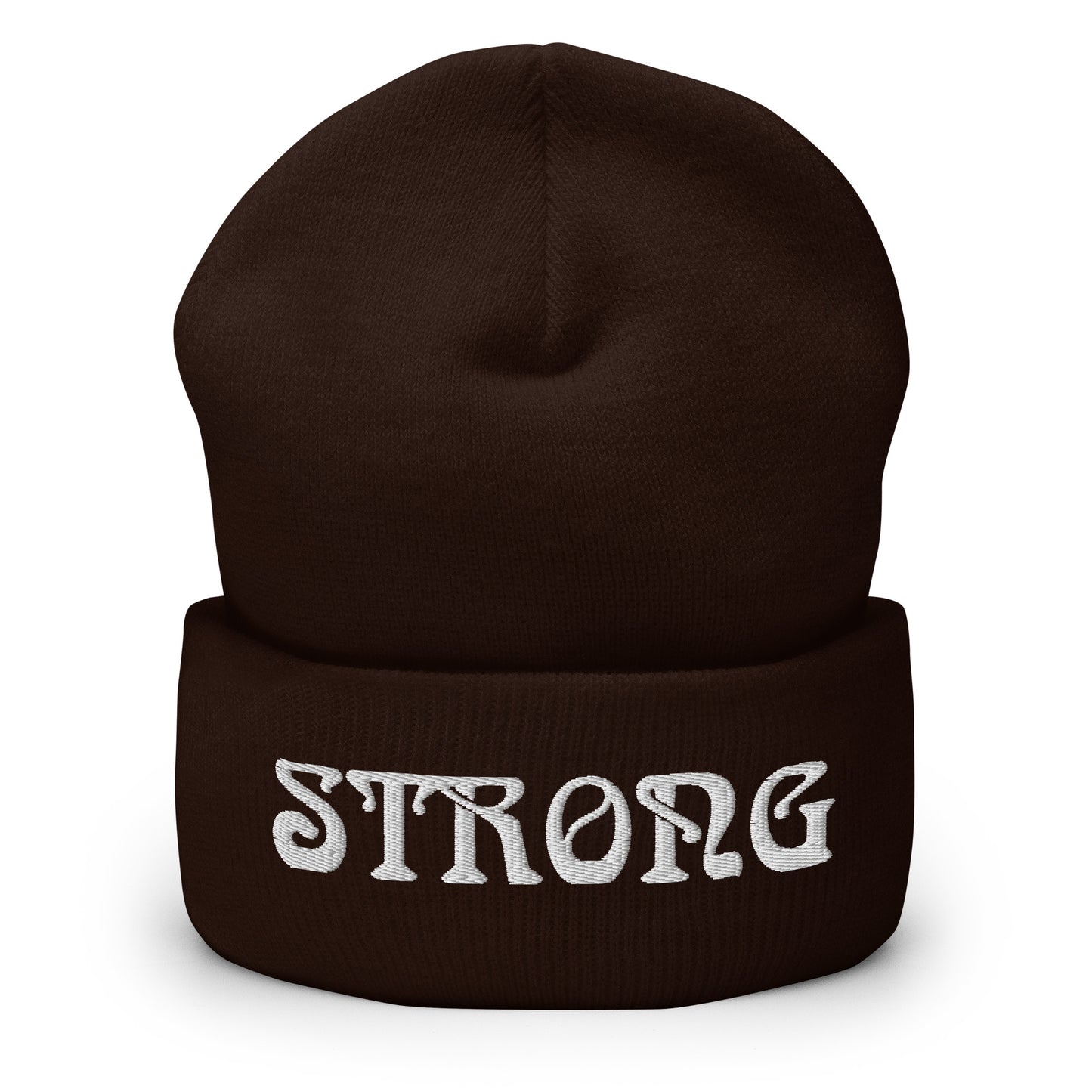 “STRONG”Cuffed Beanie W/White Font