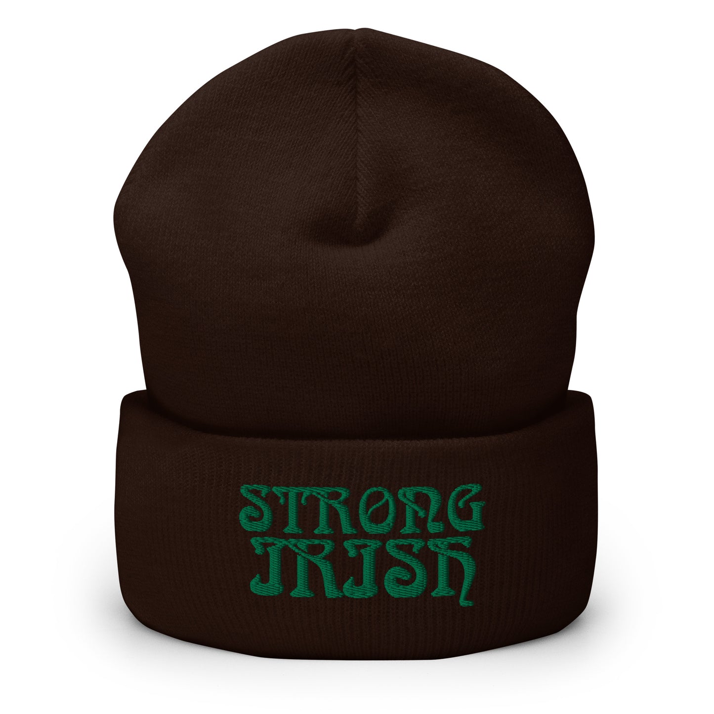 “STRONG IRISH”Cuffed Beanie W/Green Font