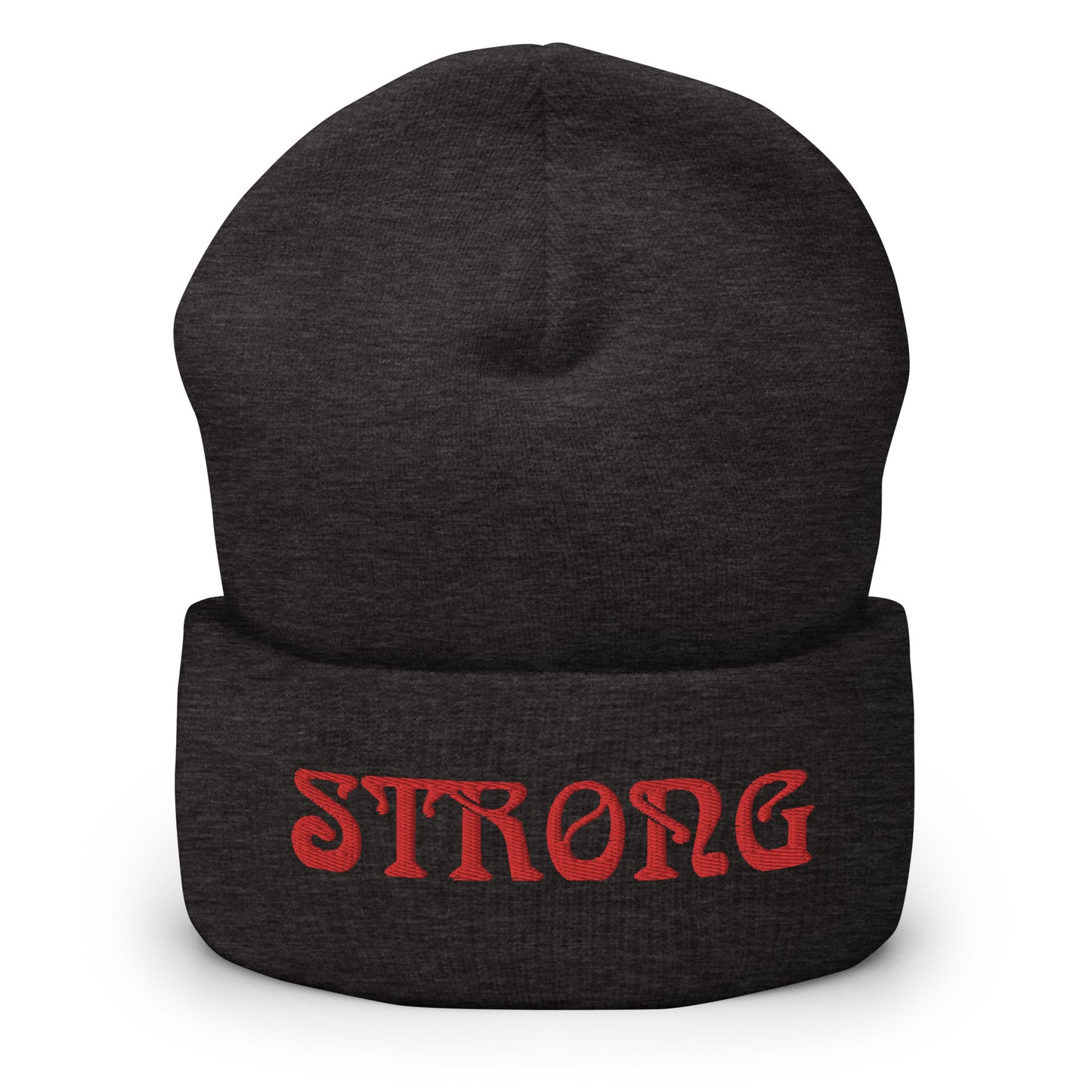“STRONG”Cuffed Beanie W/Red Font