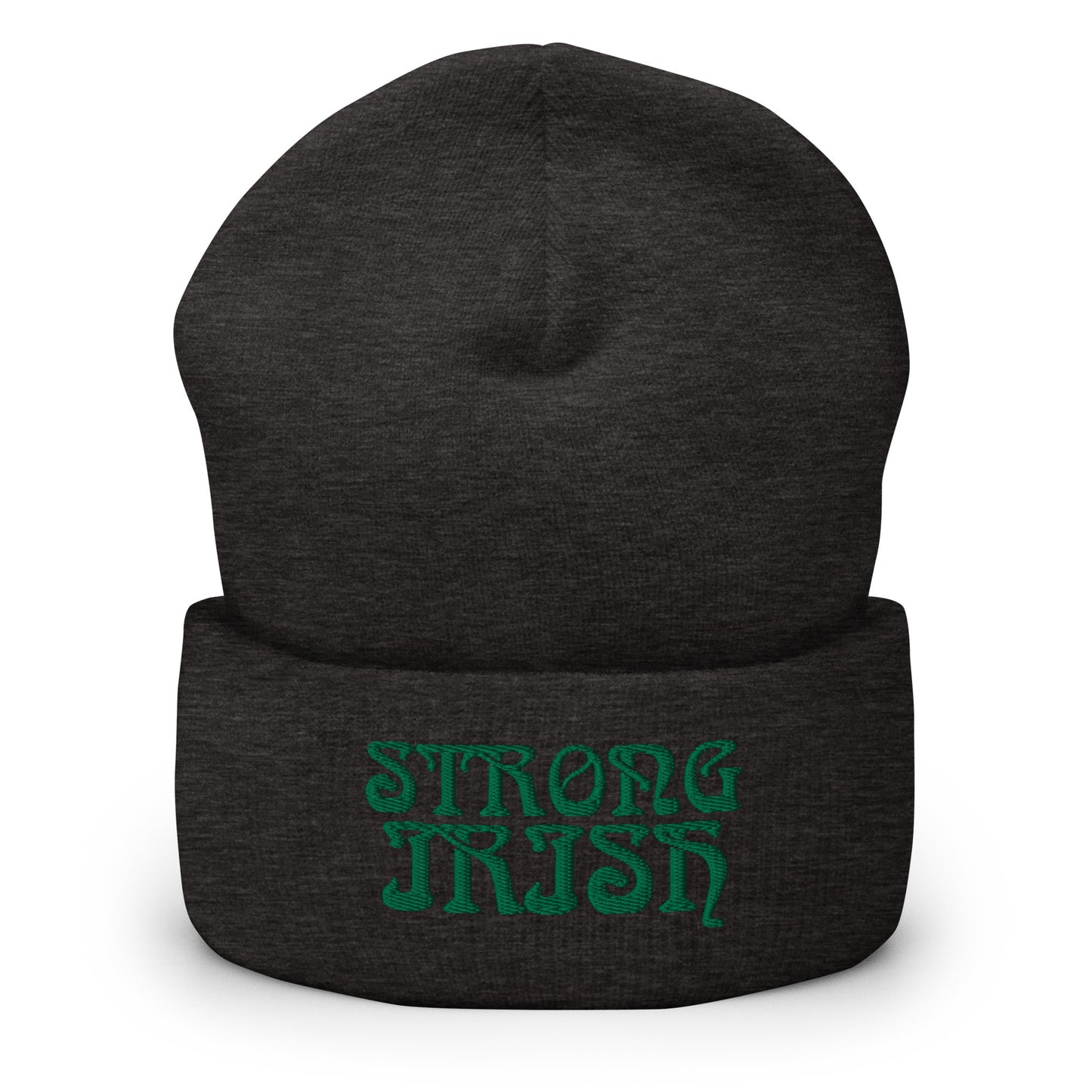 “STRONG IRISH”Cuffed Beanie W/Green Font