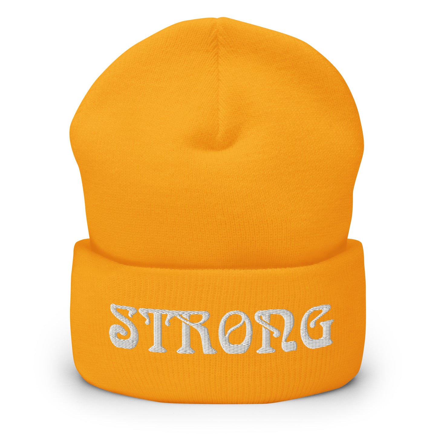 “STRONG”Cuffed Beanie W/White Font