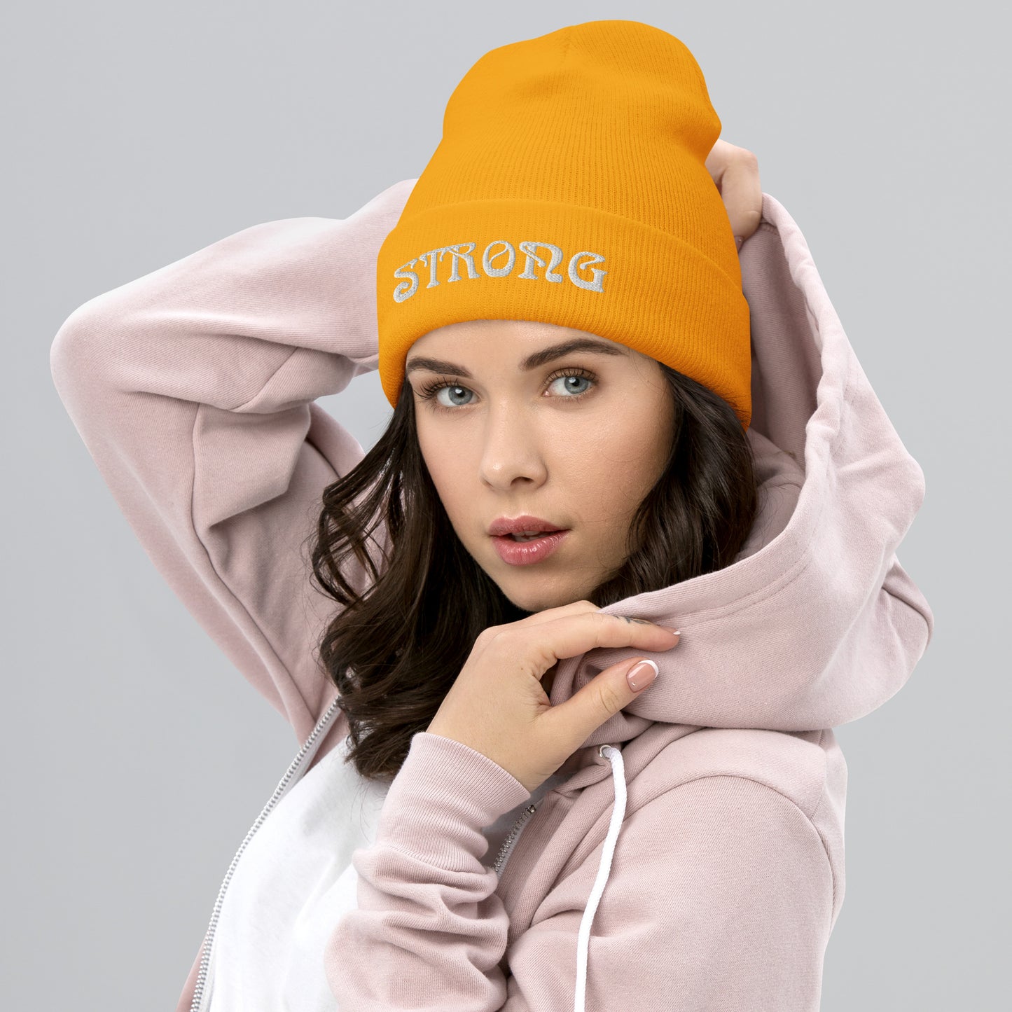 “STRONG”Cuffed Beanie W/White Font