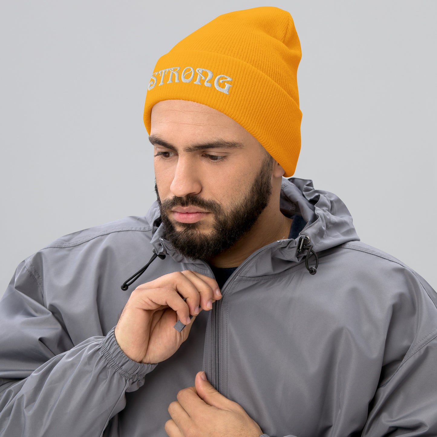 “STRONG”Cuffed Beanie W/White Font