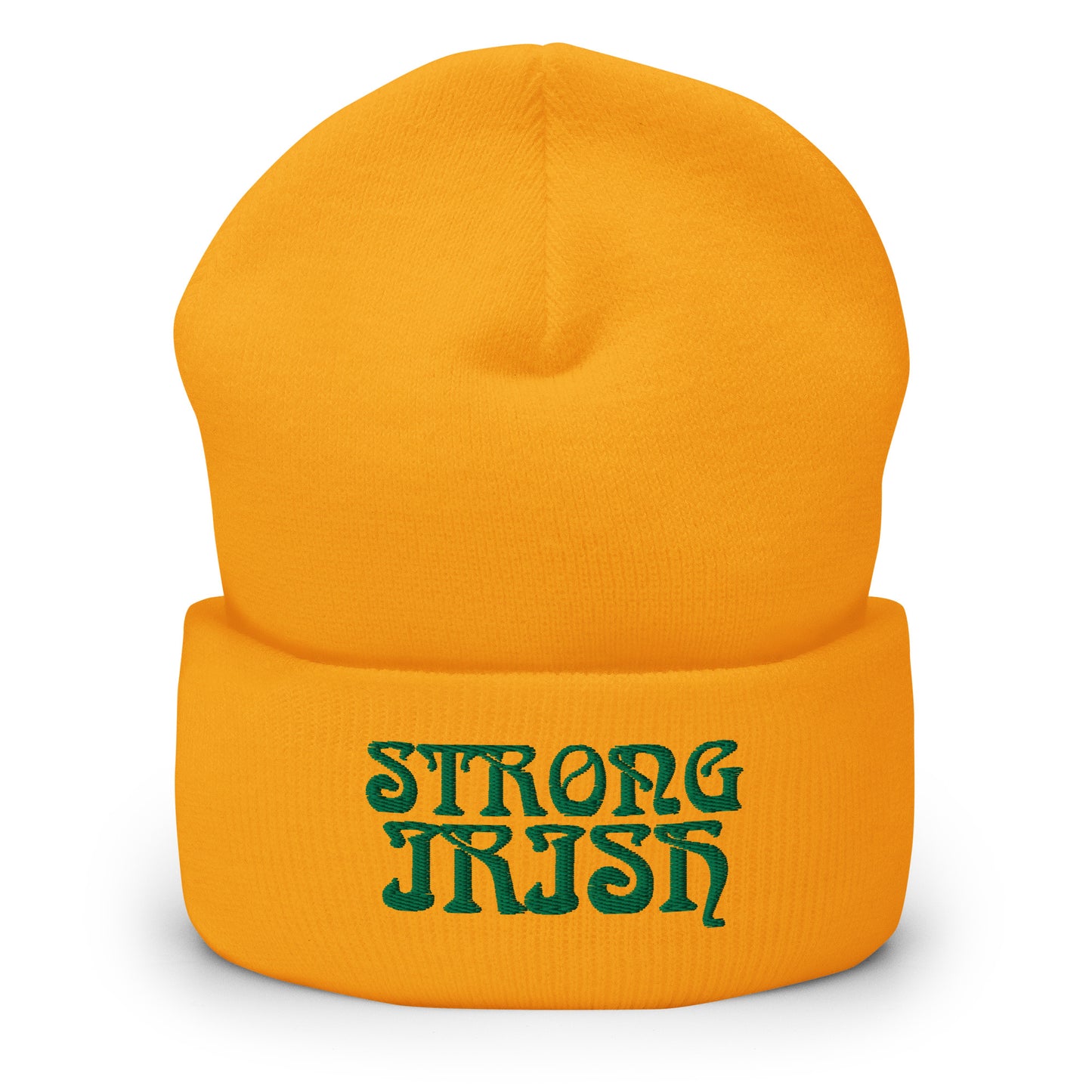 “STRONG IRISH”Cuffed Beanie W/Green Font