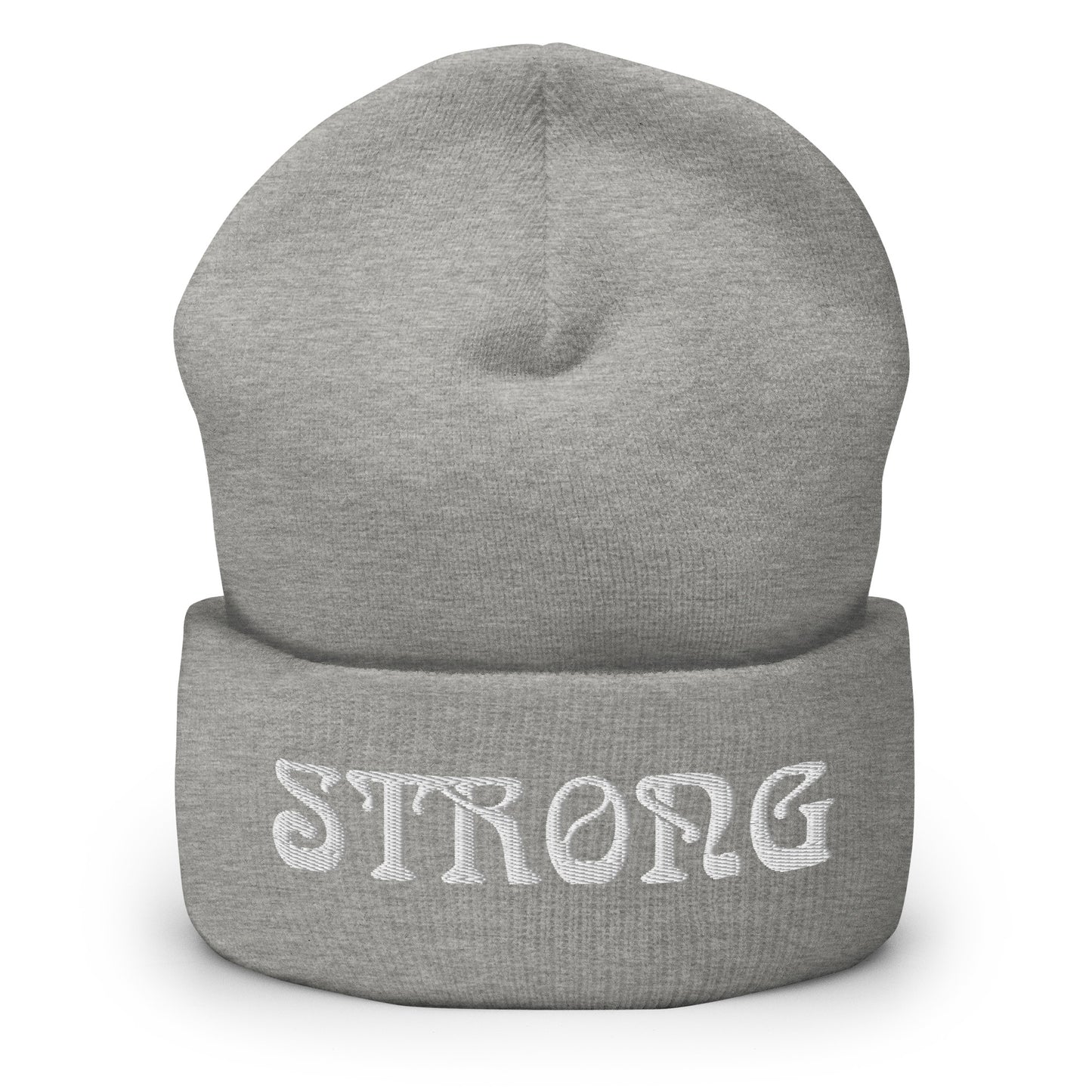 “STRONG”Cuffed Beanie W/White Font