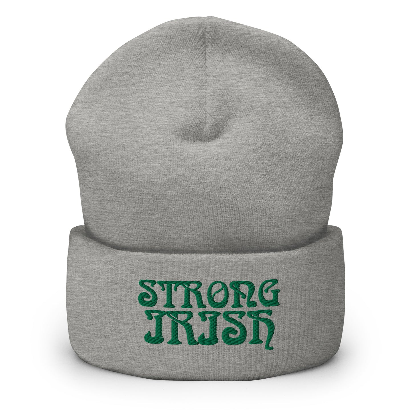 “STRONG IRISH”Cuffed Beanie W/Green Font