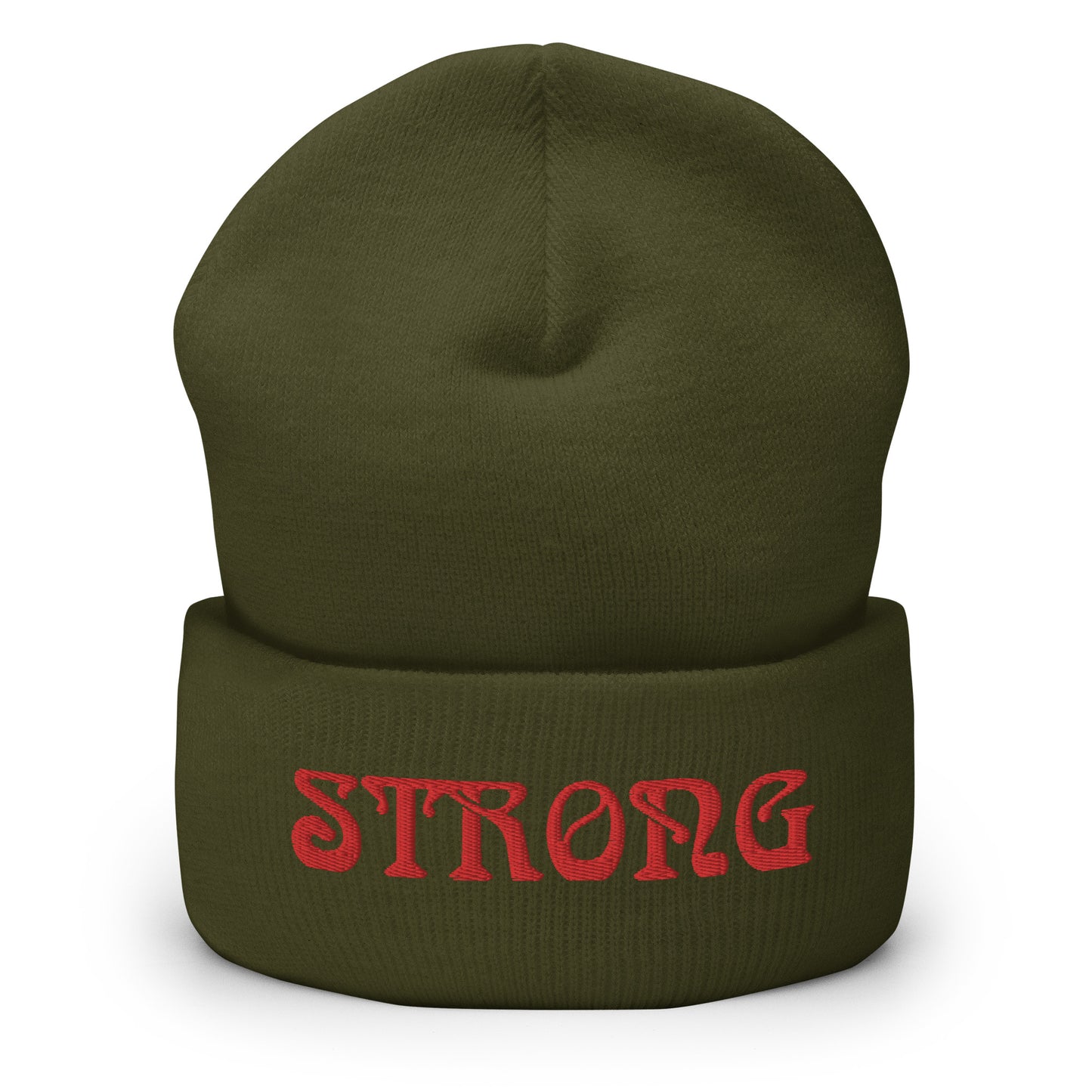“STRONG”Cuffed Beanie W/Red Font