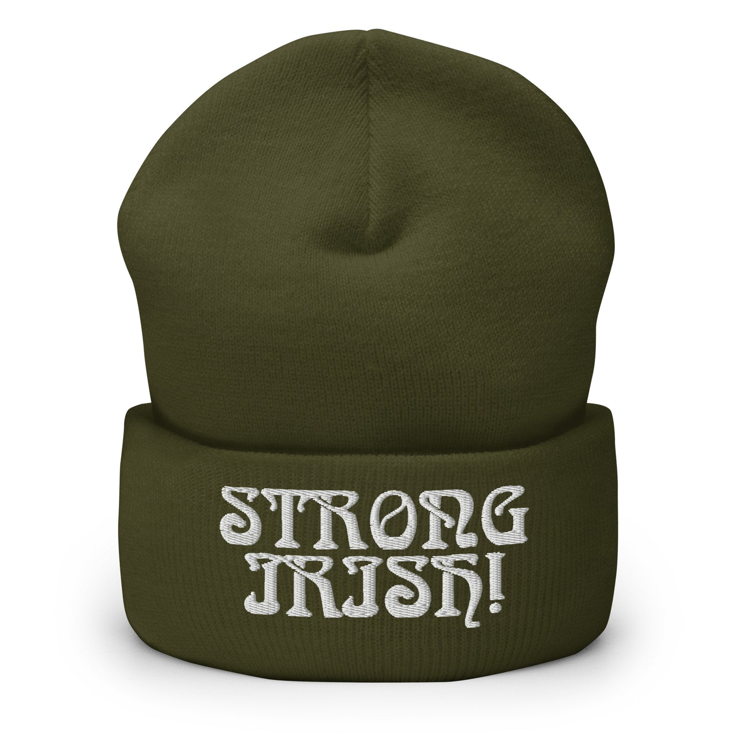 “STRONG IRISH”Cuffed Beanie W/White Font