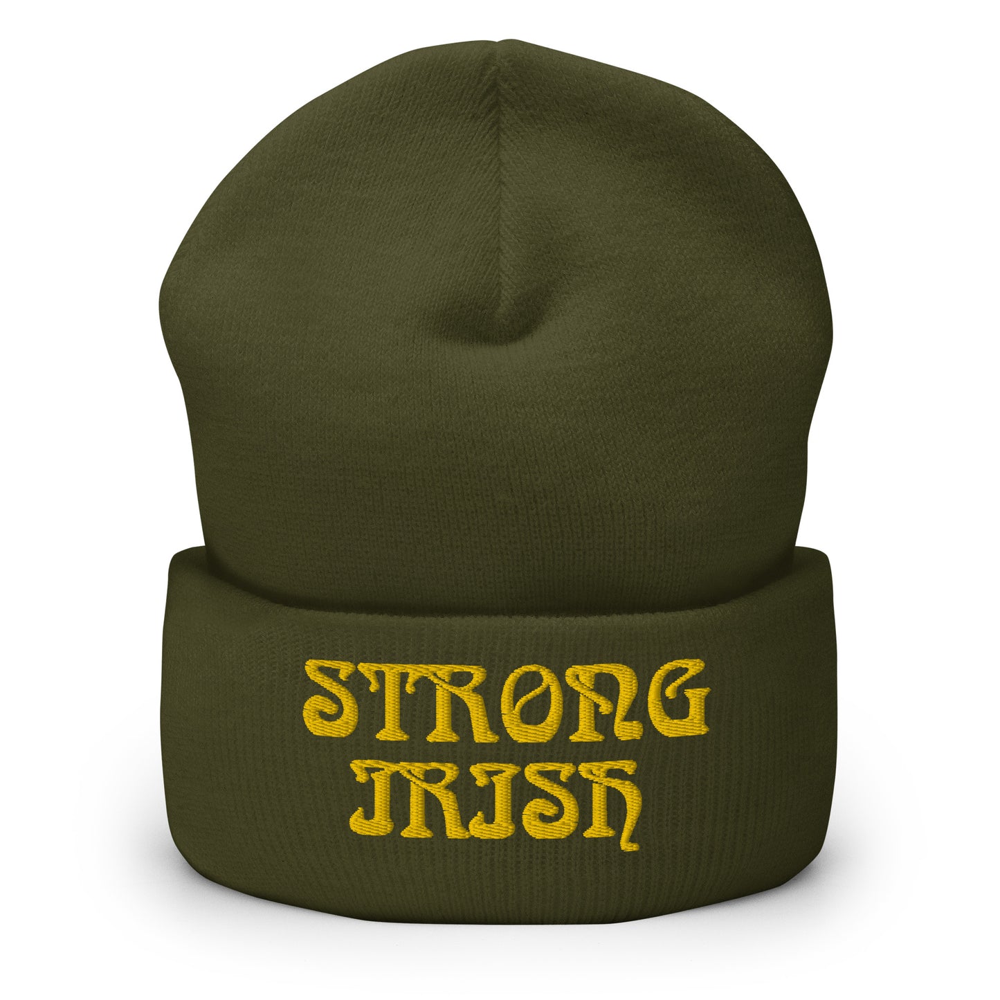 “STRONG IRISH”Cuffed Beanie W/Yellow Font