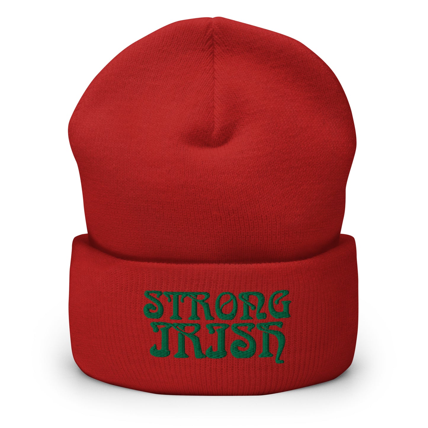 “STRONG IRISH”Cuffed Beanie W/Green Font
