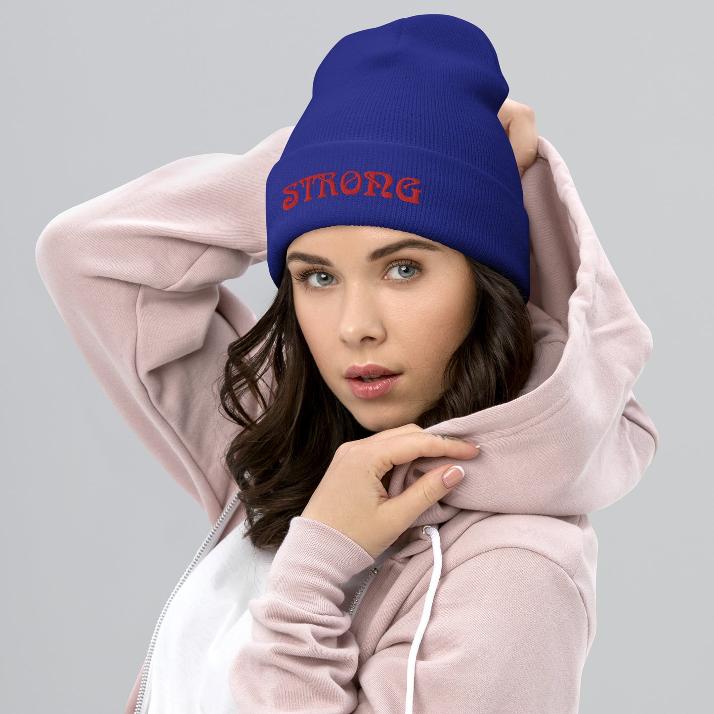 “STRONG”Cuffed Beanie W/Red Font