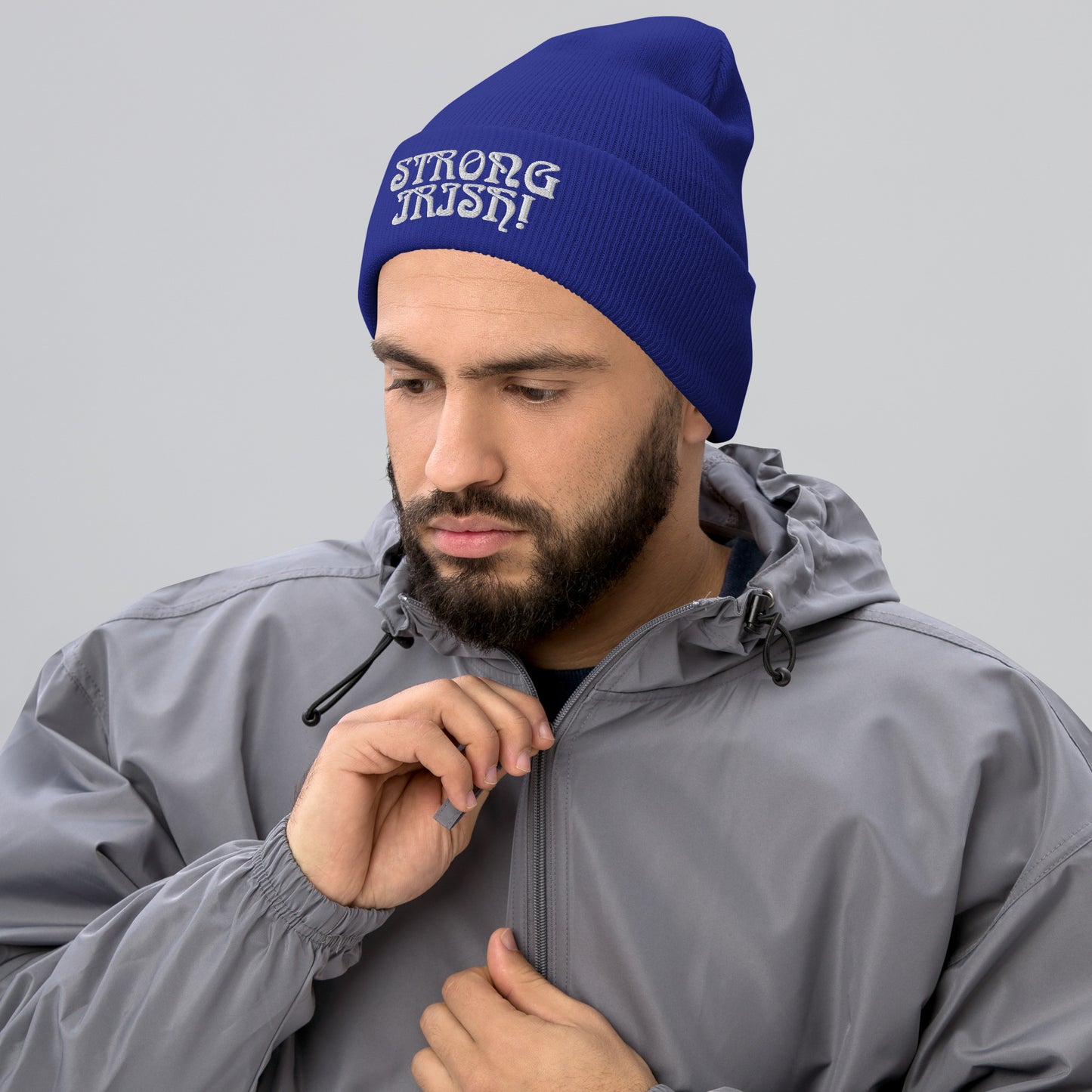 “STRONG IRISH”Cuffed Beanie W/White Font
