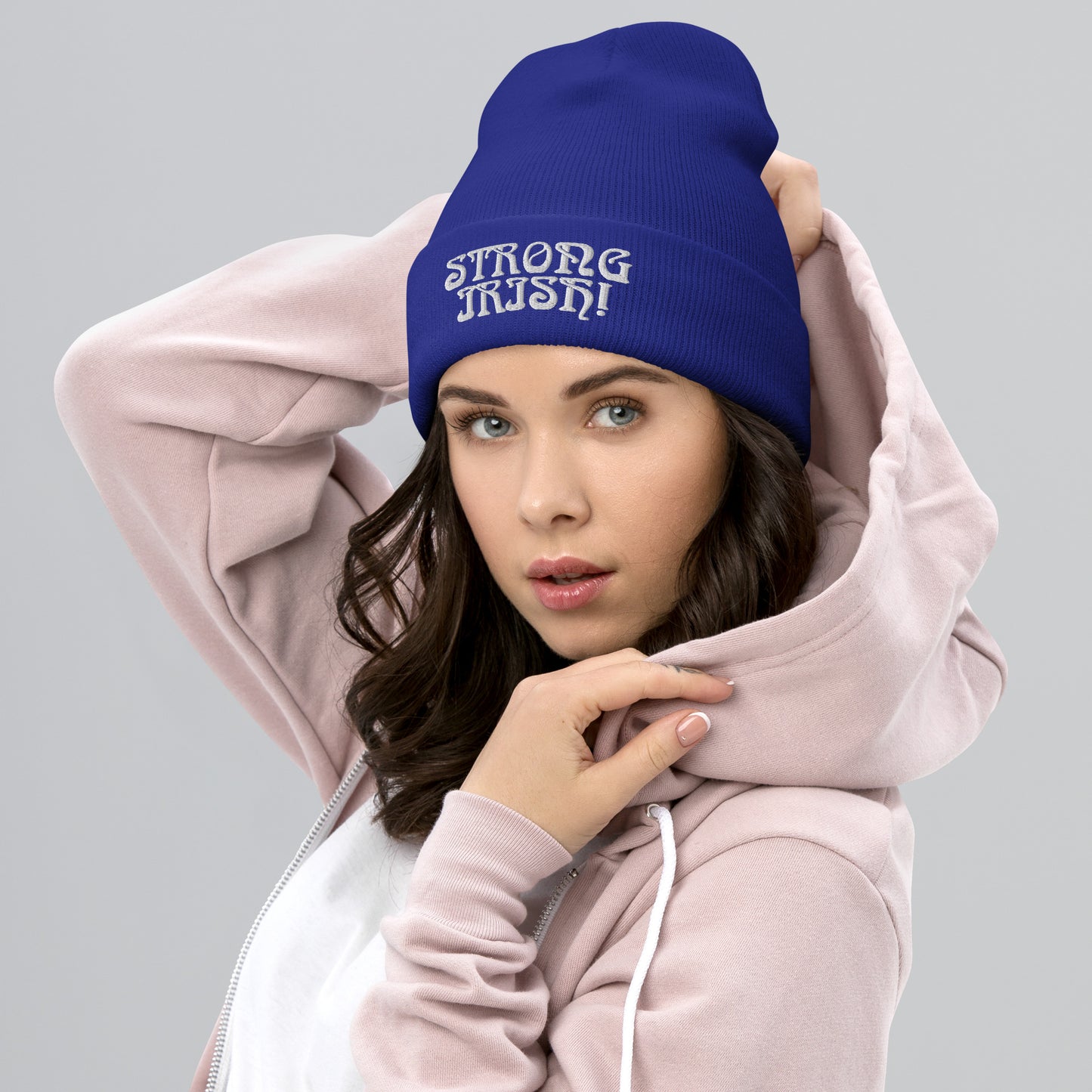 “STRONG IRISH”Cuffed Beanie W/White Font