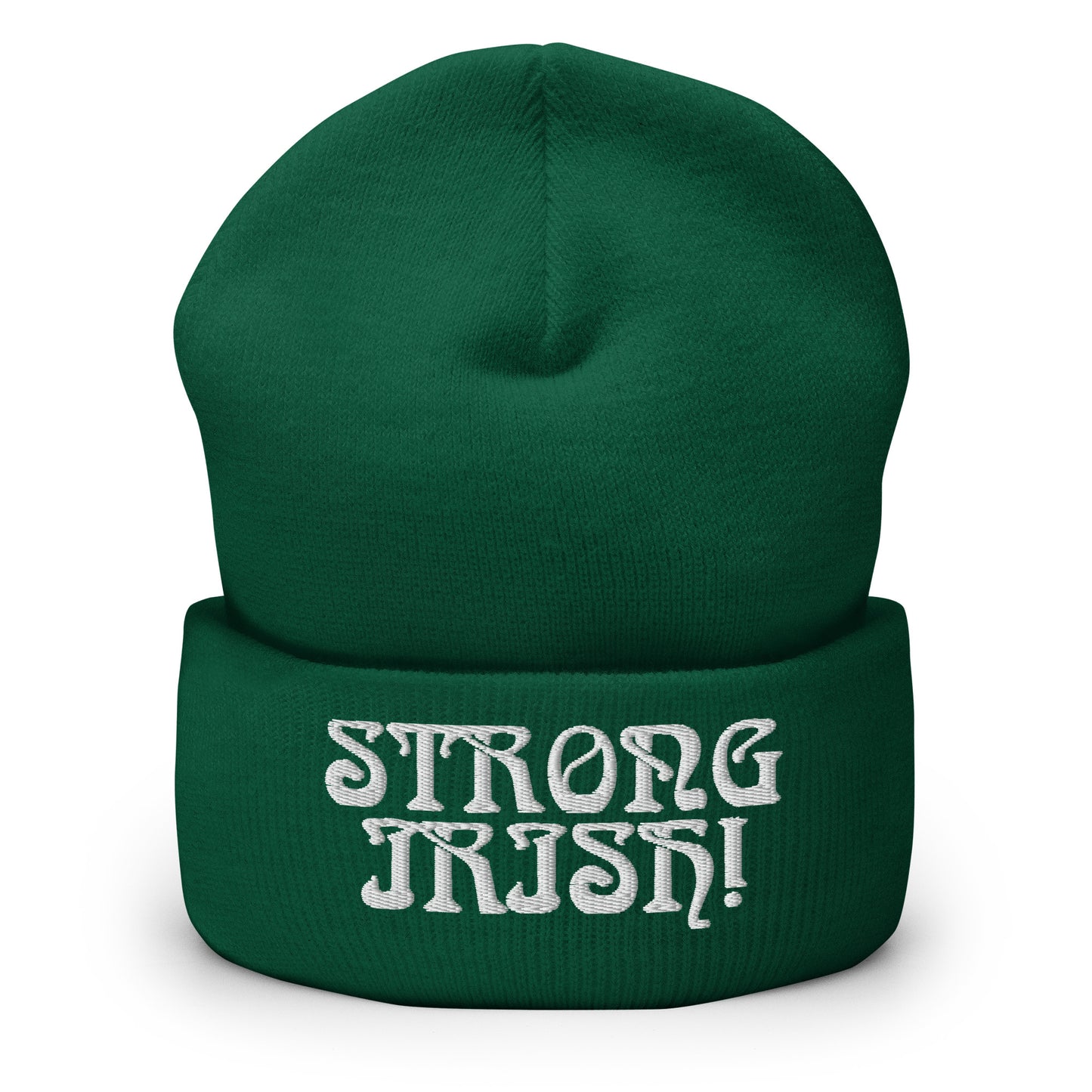 “STRONG IRISH”Cuffed Beanie W/White Font