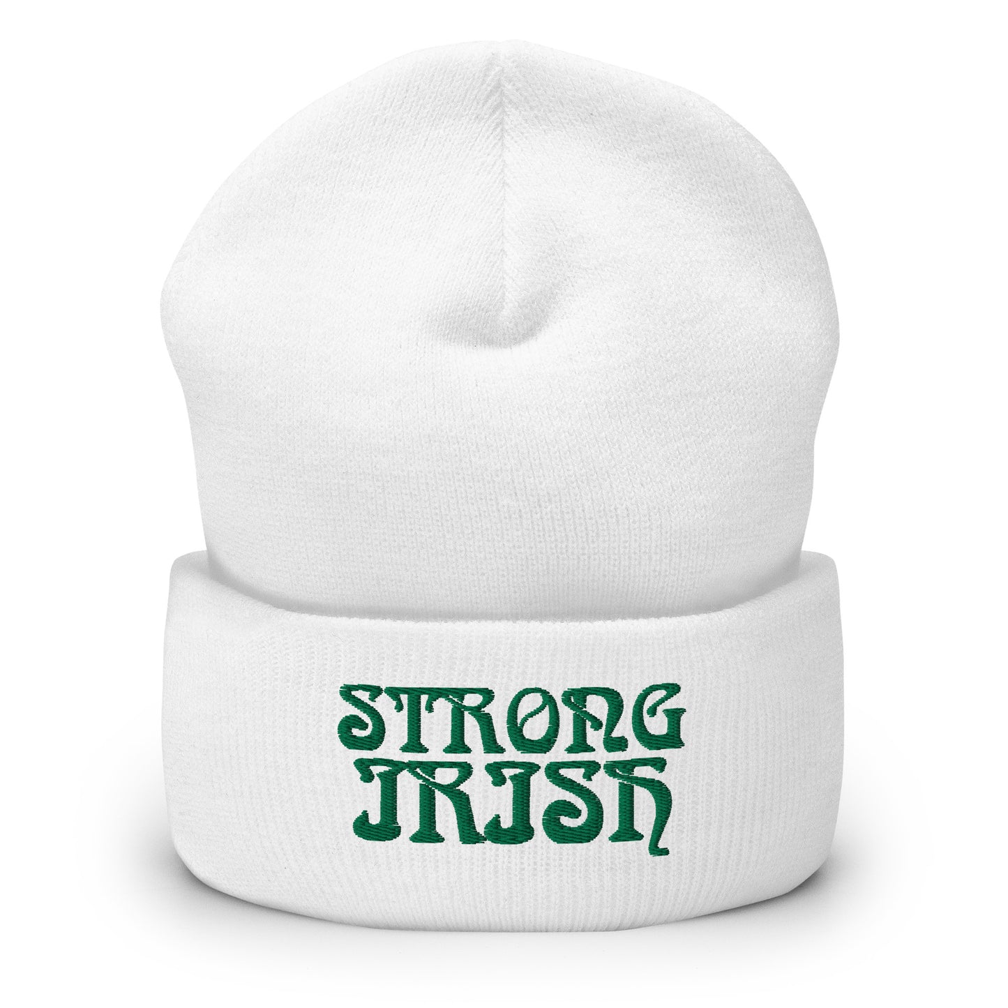 “STRONG IRISH”Cuffed Beanie W/Green Font