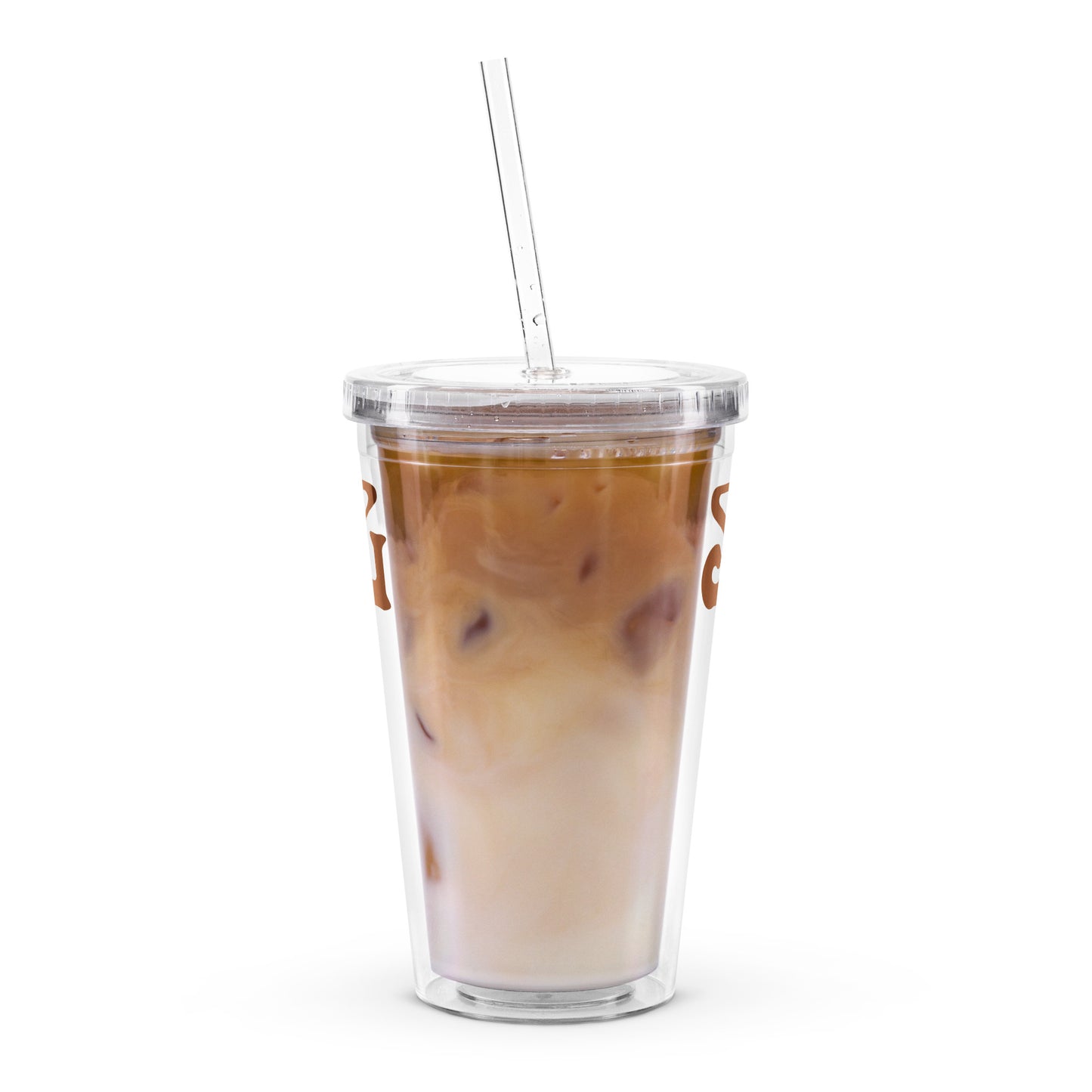 “STRONG”Clear Plastic Tumbler W/Brown Font