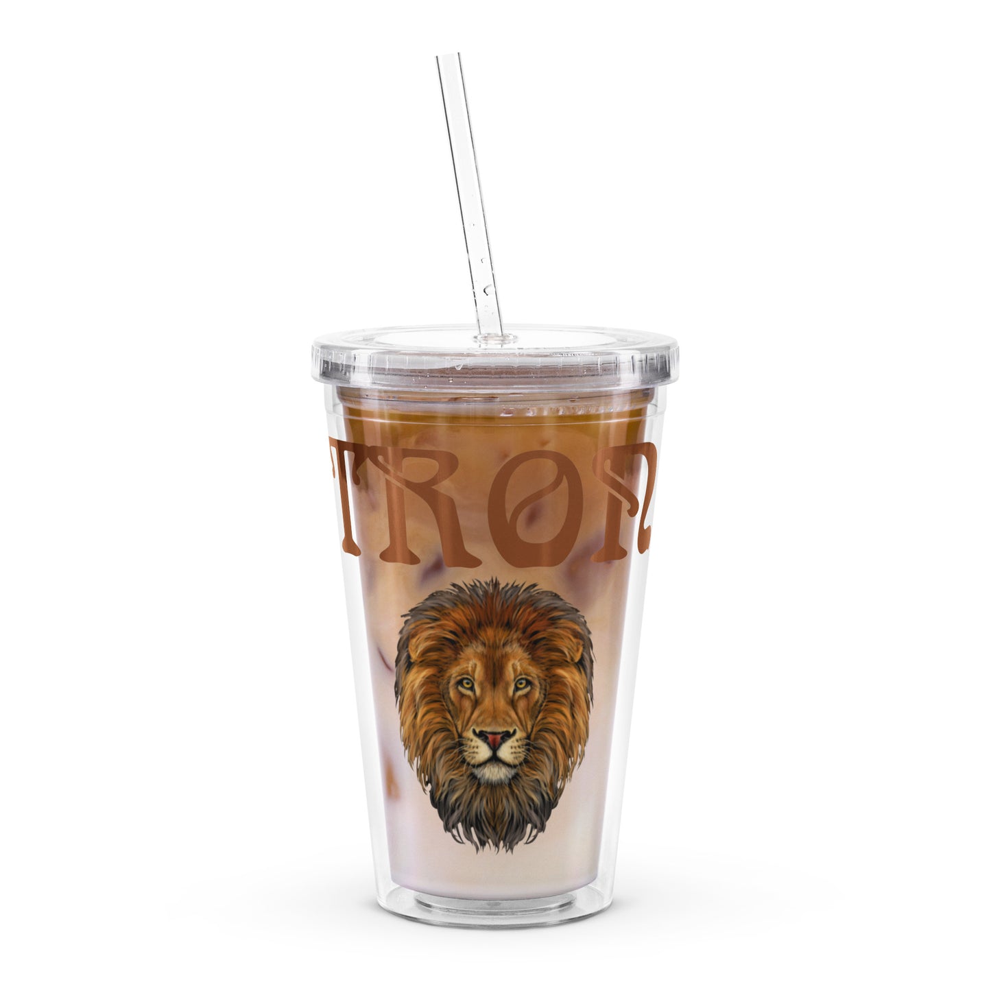 “STRONG”Clear Plastic Tumbler W/Brown Font