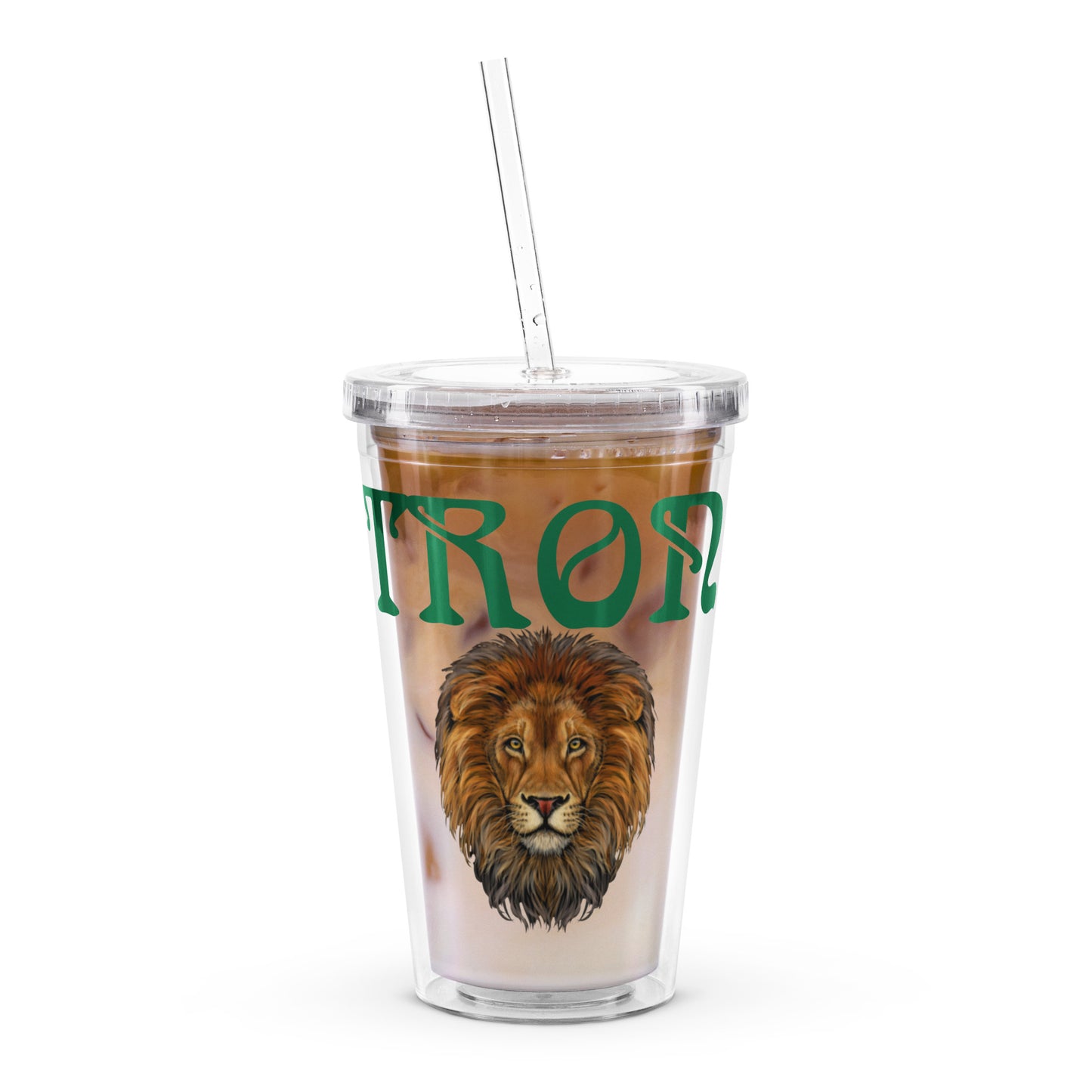 “STRONG”Clear Plastic Tumbler W/Green Font