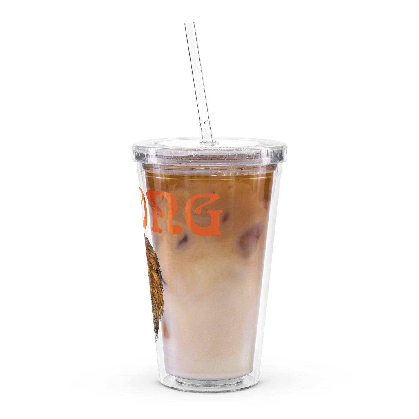 “STRONG”Clear Plastic Tumbler W/Orange Font