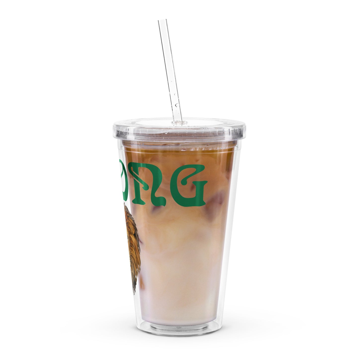 “STRONG”Clear Plastic Tumbler W/Green Font
