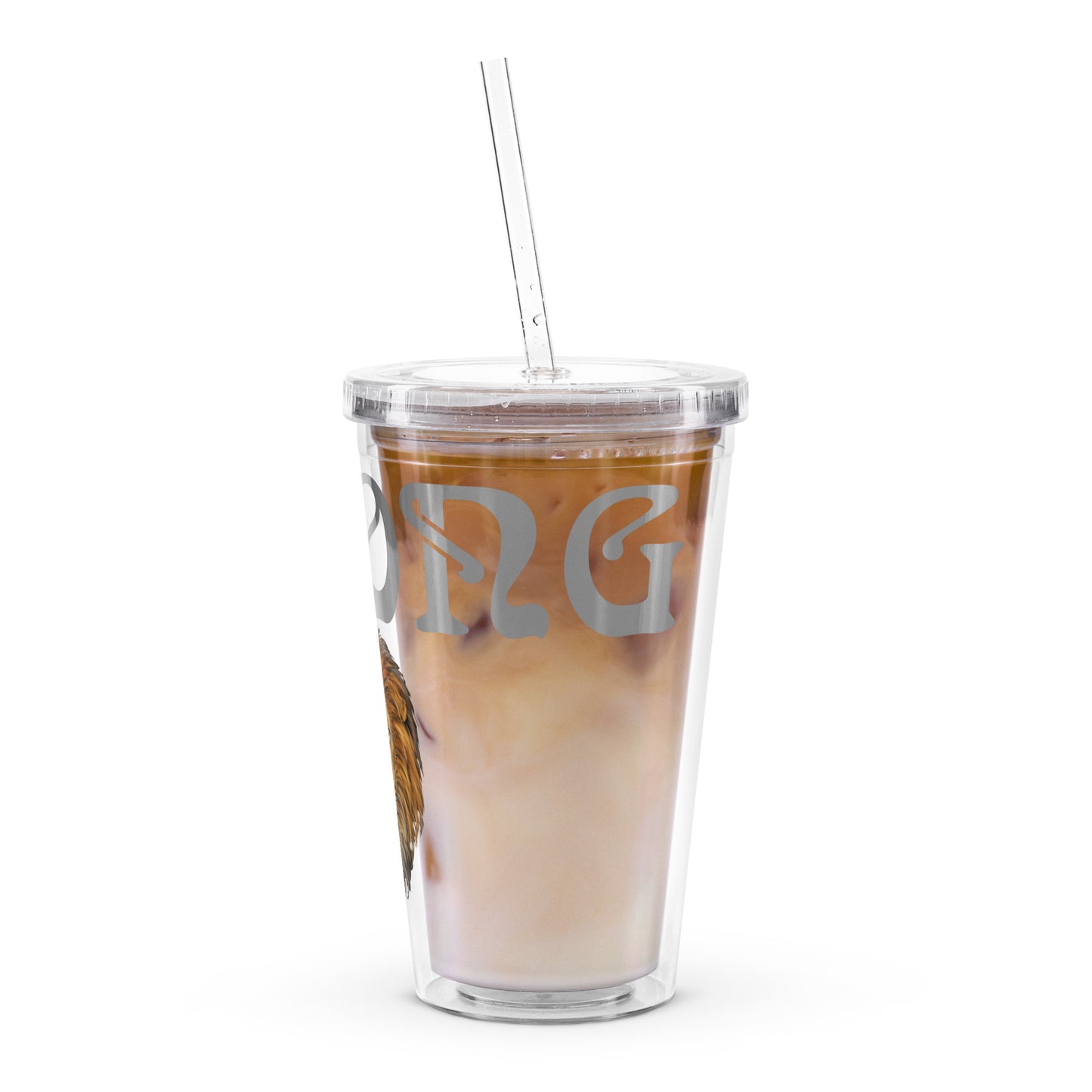 “STRONG”Clear Plastic Tumbler W/Grey Font