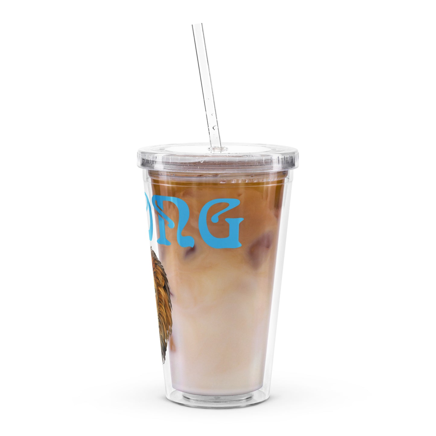 “STRONG” Clear Plastic Tumbler W/SkyBlue Font