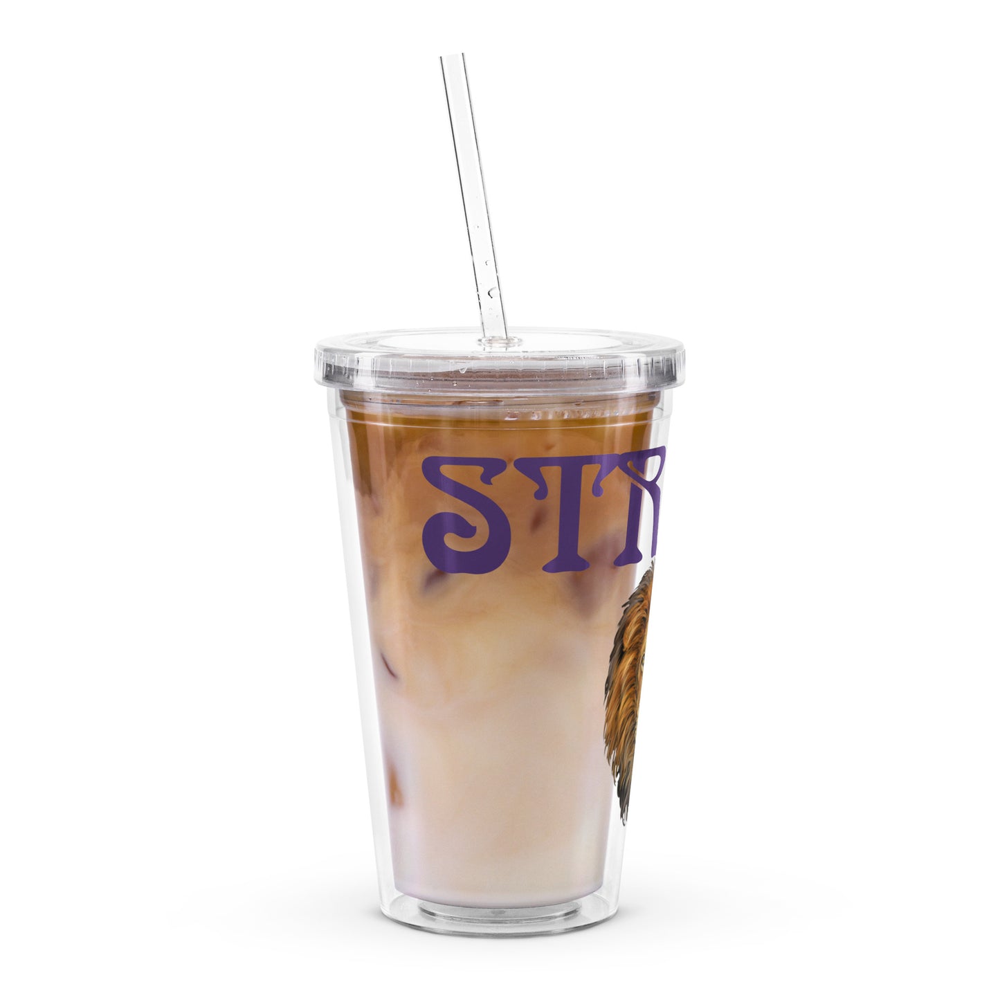 “STRONG”Clear Plastic Tumbler W/Purple Font