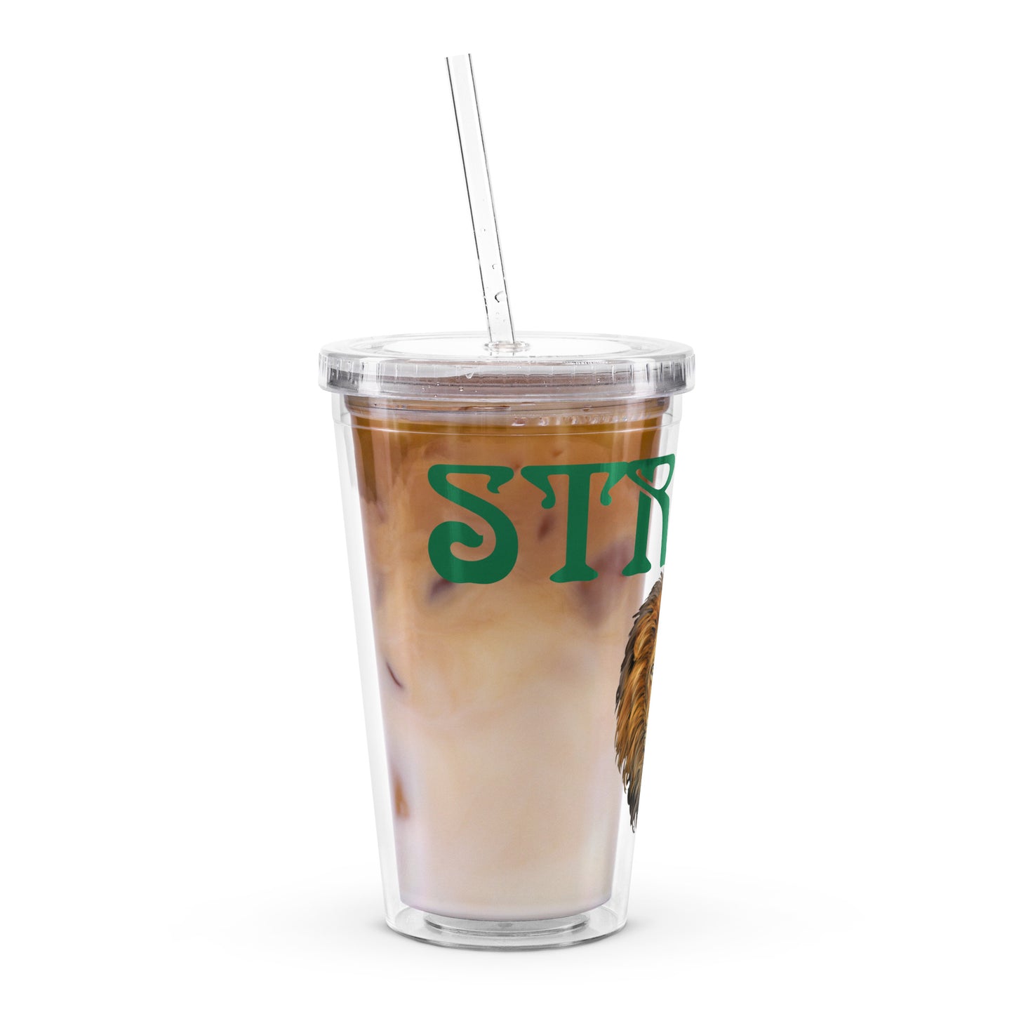 “STRONG”Clear Plastic Tumbler W/Green Font