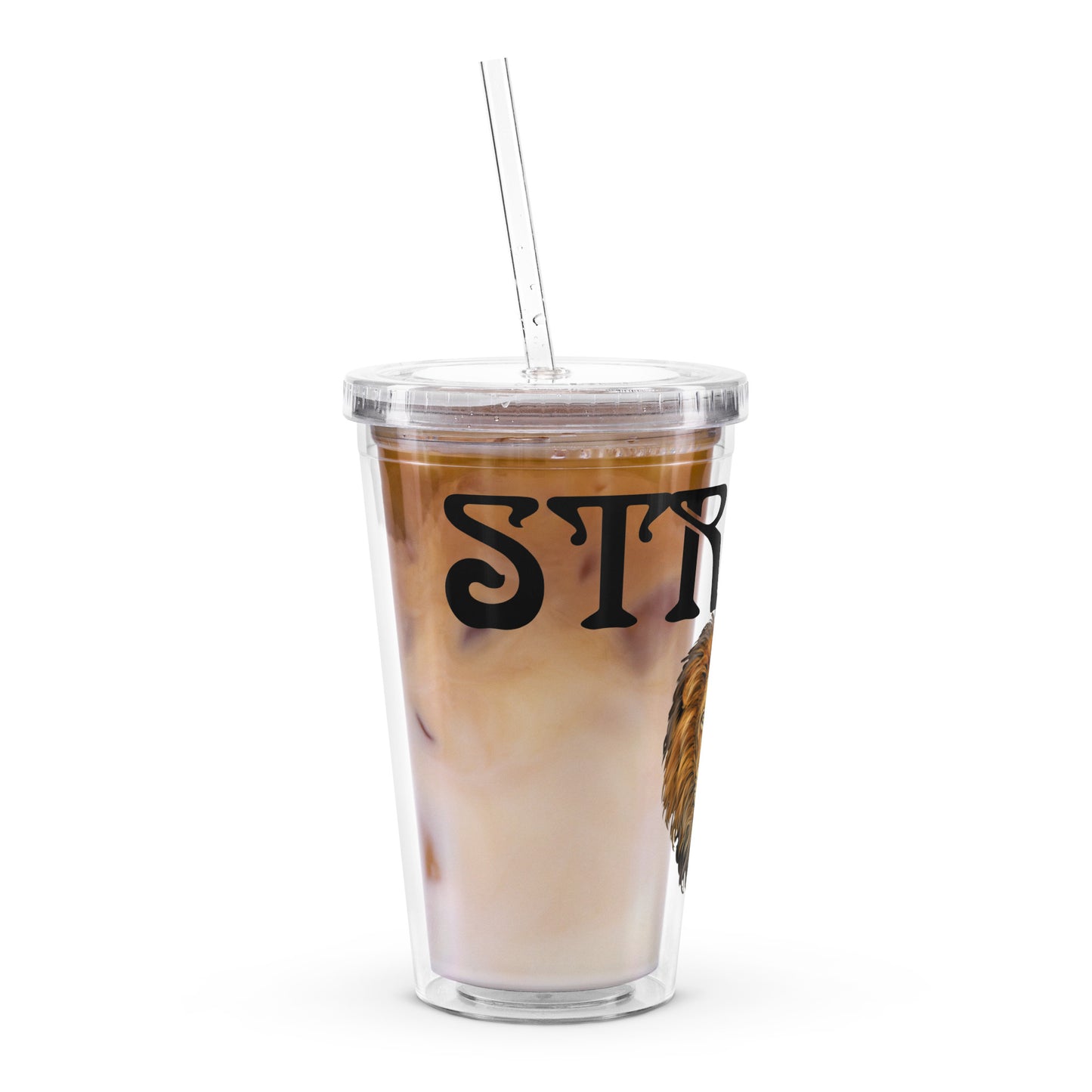 “STRONG”Clear Plastic Tumbler W/Black Font