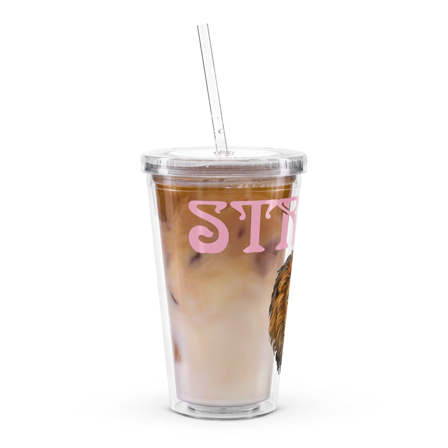 “STRONG”Clear Plastic Tumbler W/Cotton Candy Font