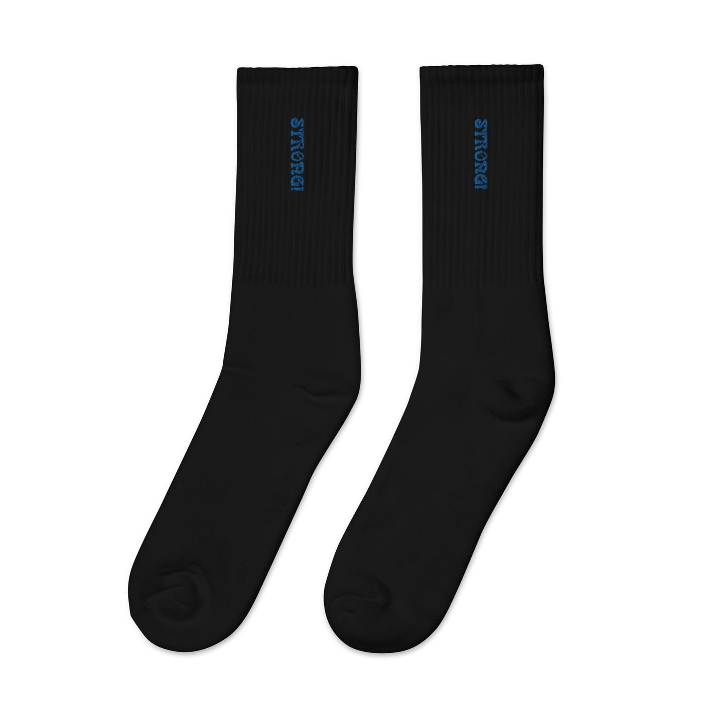 “STRONG!”Embroidered Socks W/Blue Font