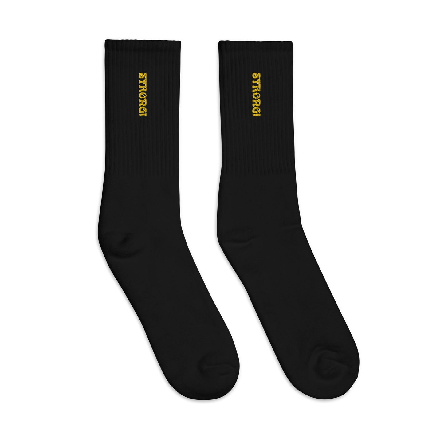“STRONG!”Embroidered Socks W/Yellow Font