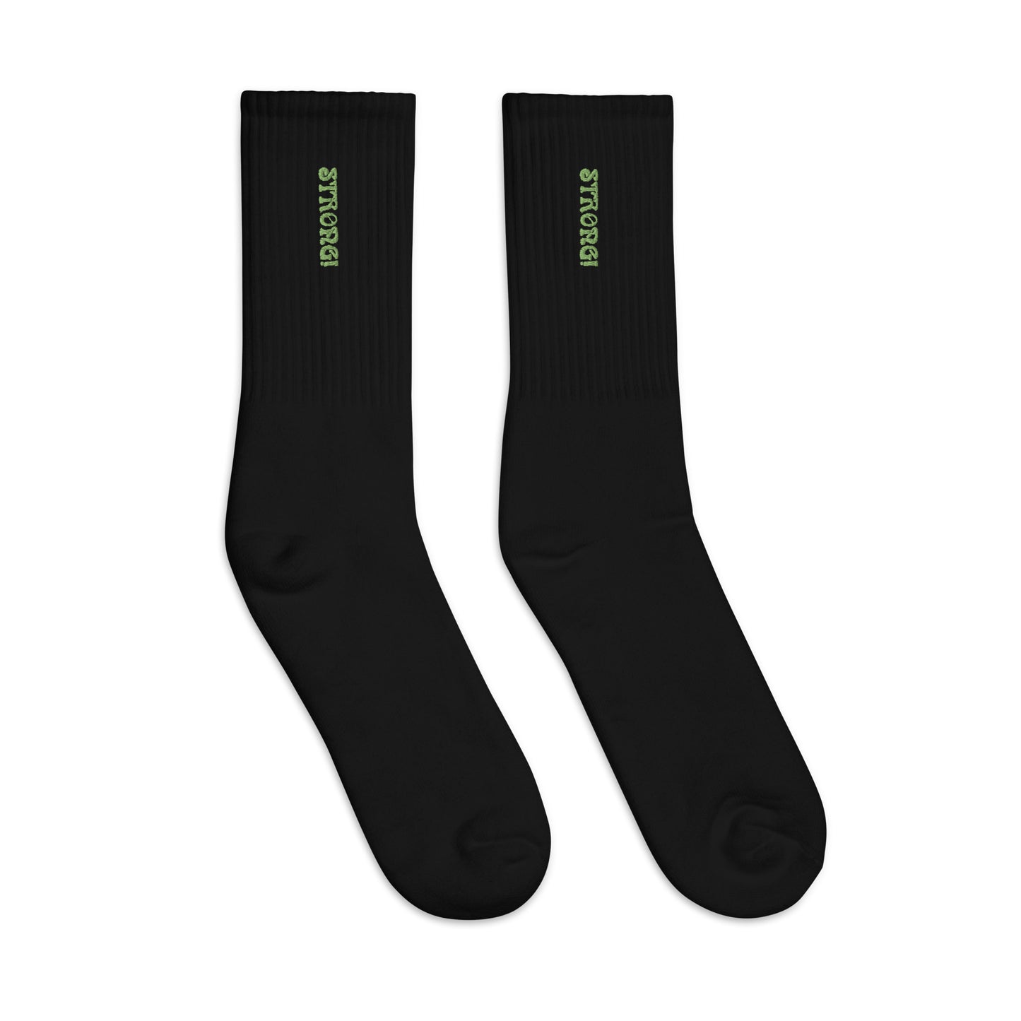 “STRONG!”Embroidered Socks W/Lime Font