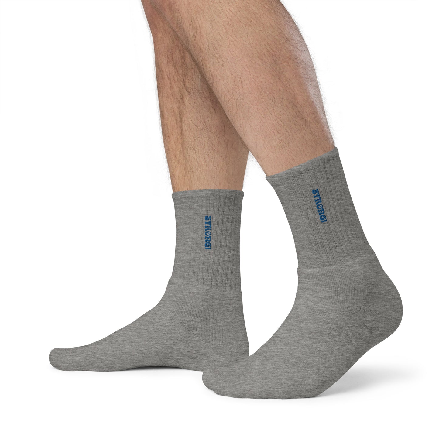 “STRONG!”Embroidered Socks W/Blue Font