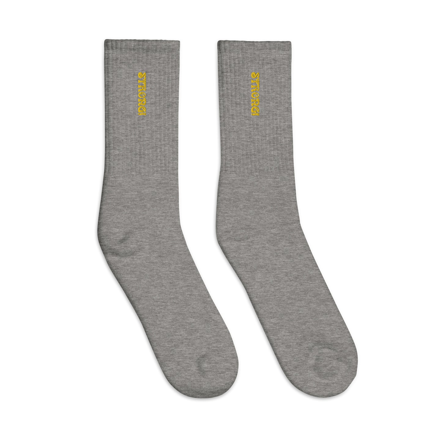 “STRONG!”Embroidered Socks W/Yellow Font